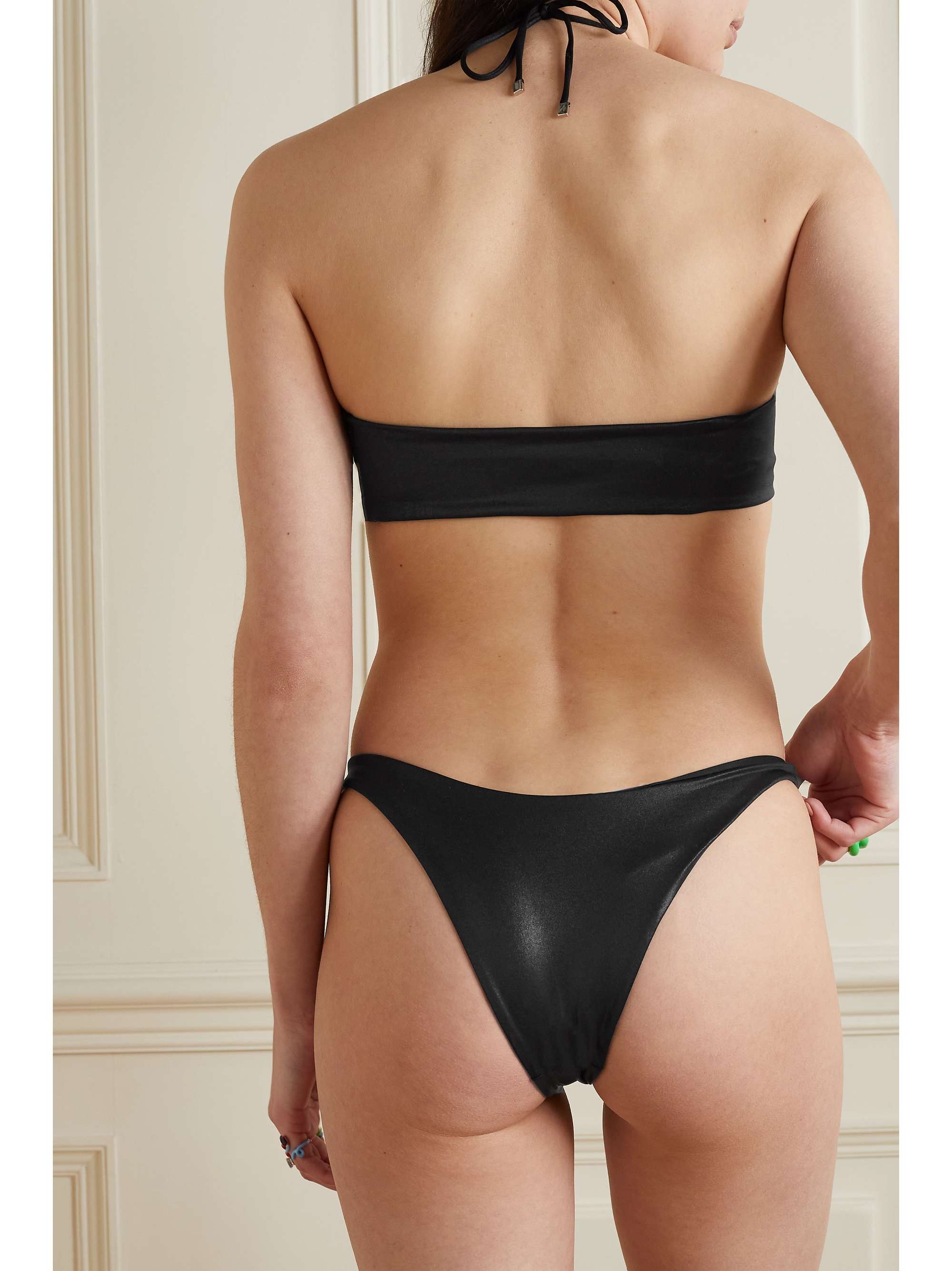 THE ATTICO Coated halterneck bikini