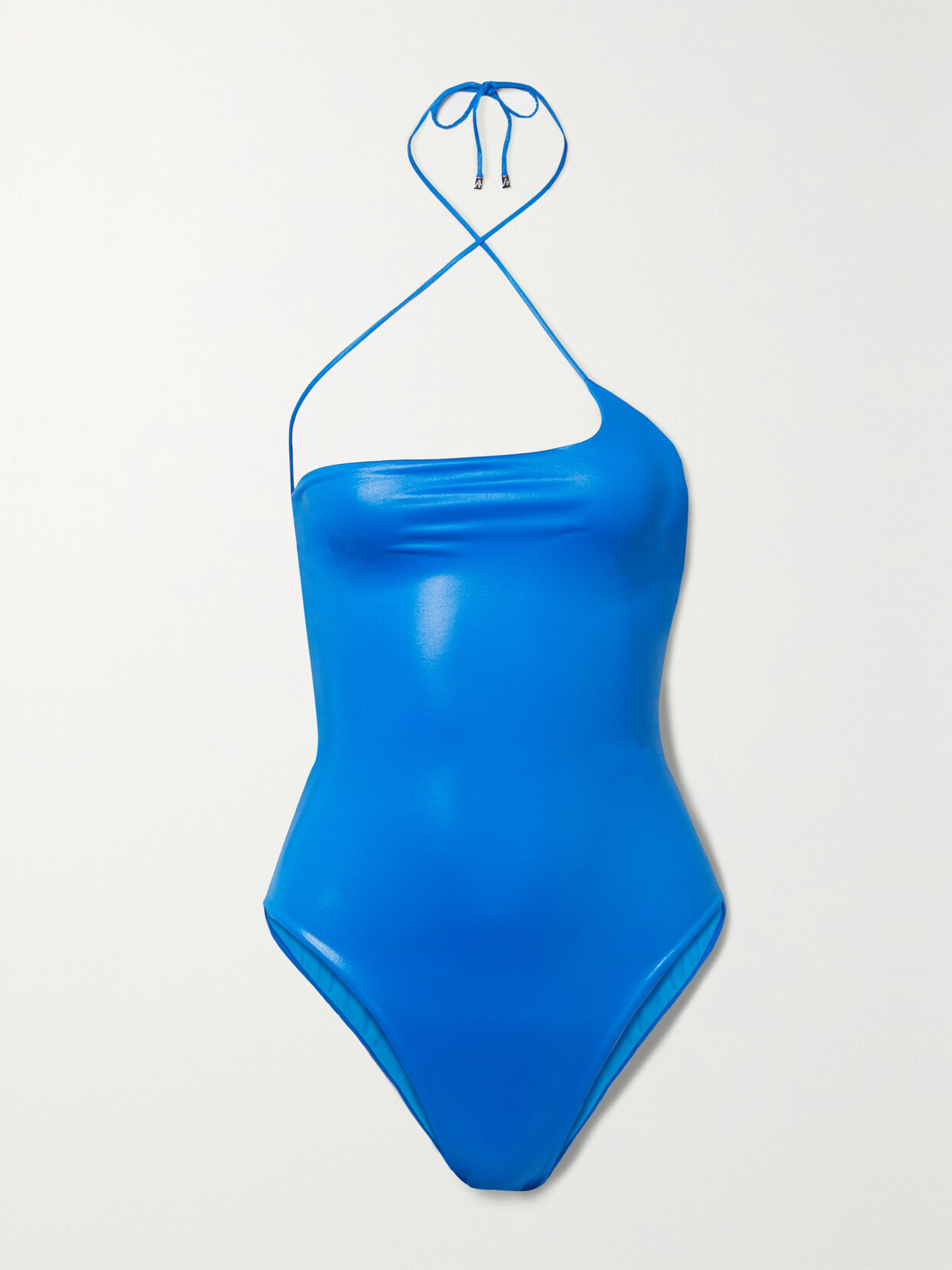 The Attico Coated Halterneck Swimsuit - Blue