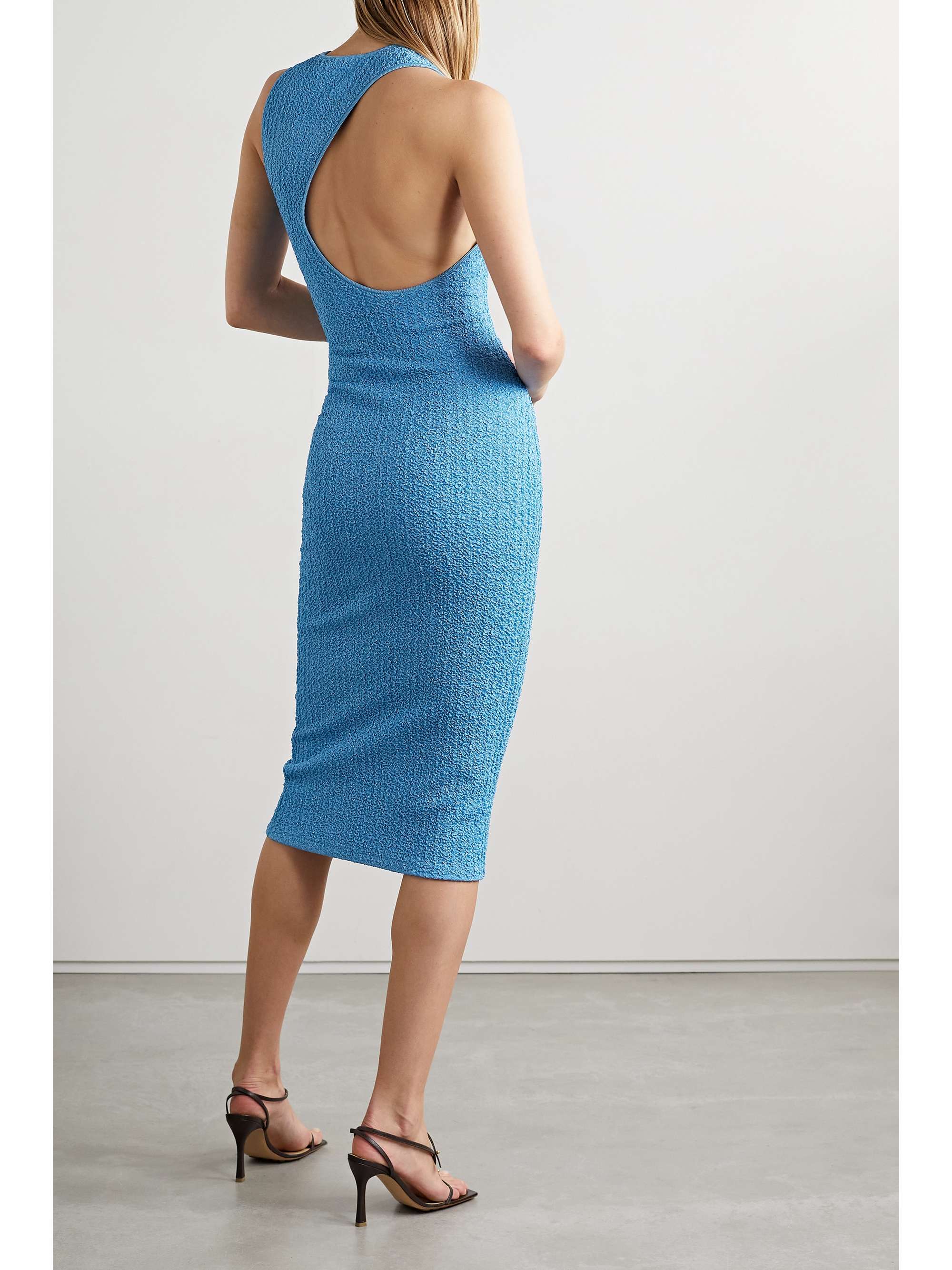 GALVAN Selene metallic stretch-cloqué midi dress