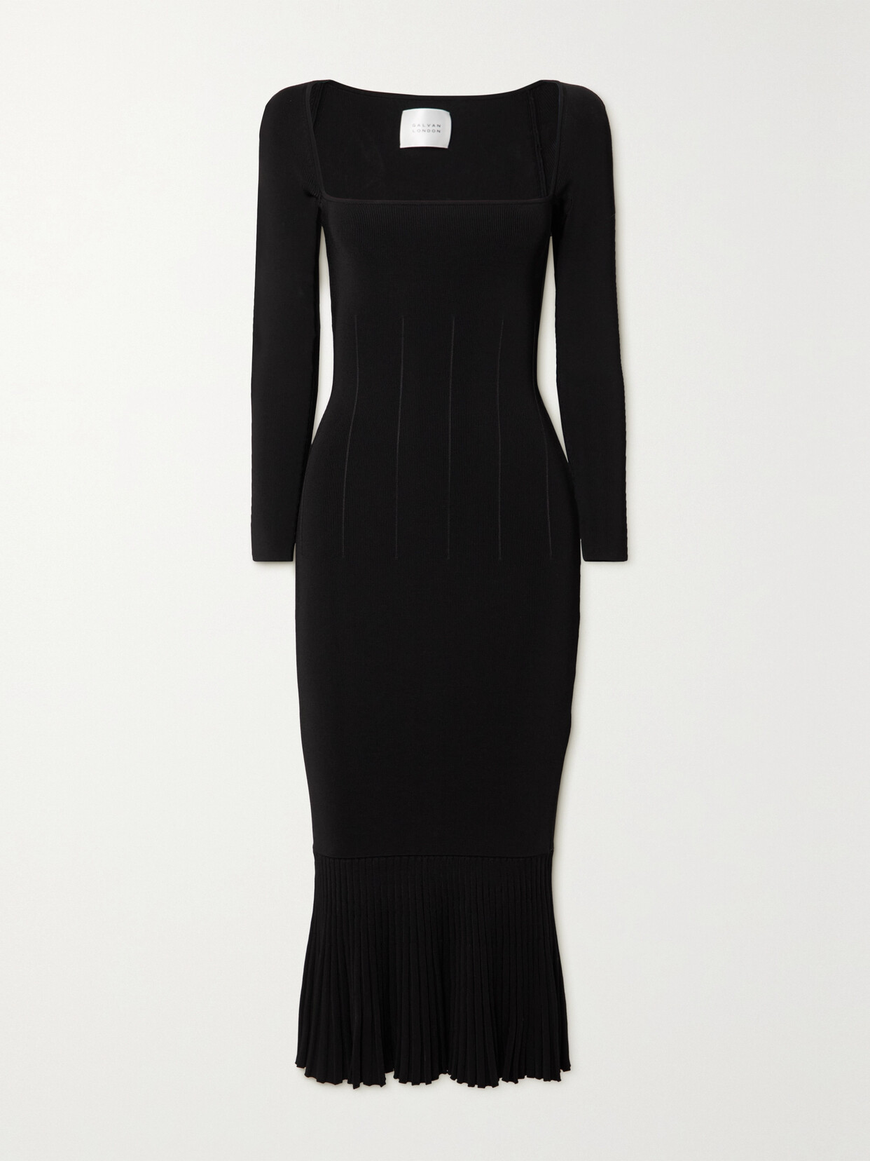 Galvan - Atalanta Ribbed-knit Midi Dress - Black