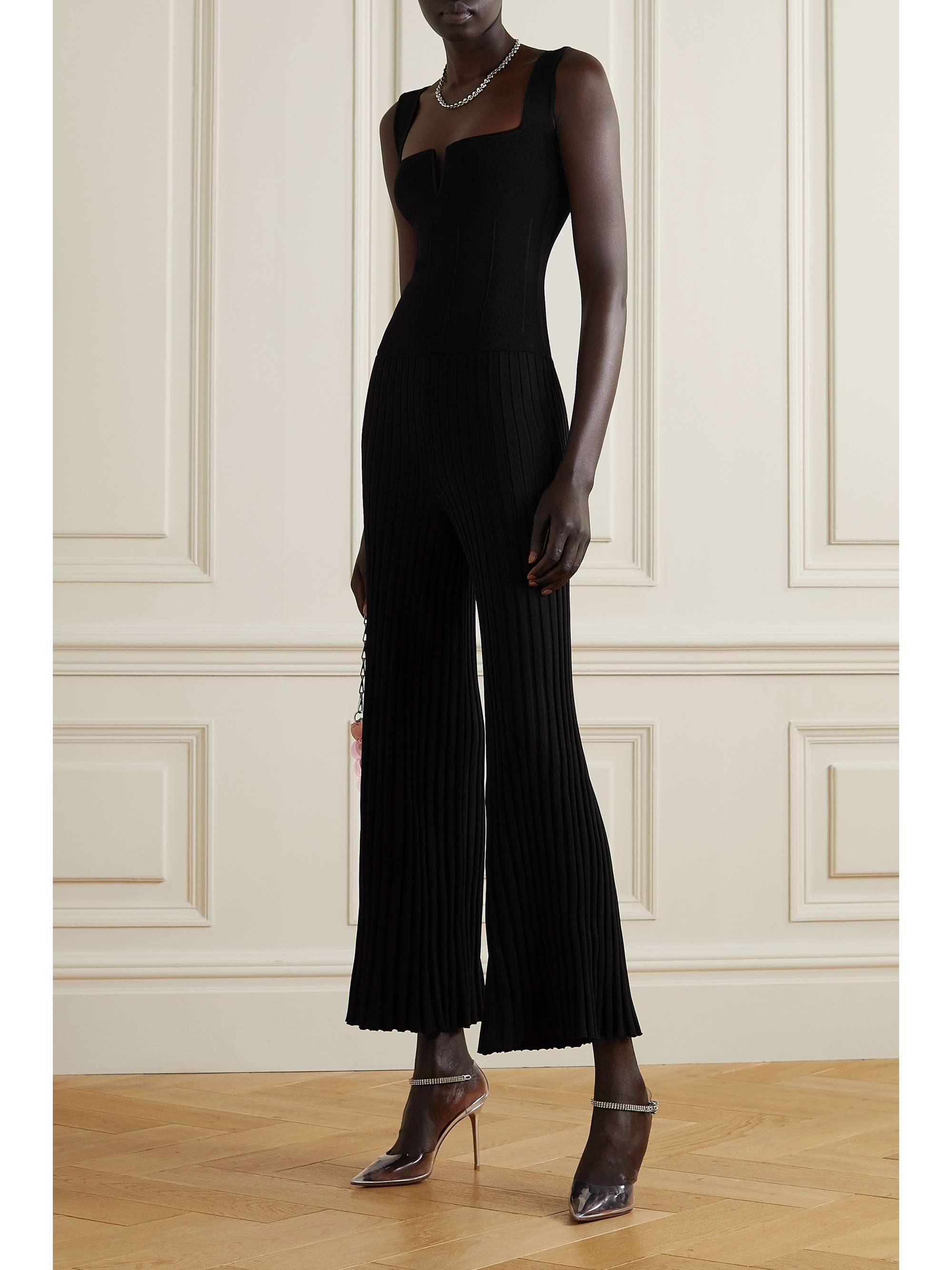 Black Atalanta ribbed-knit jumpsuit | GALVAN | NET-A-PORTER