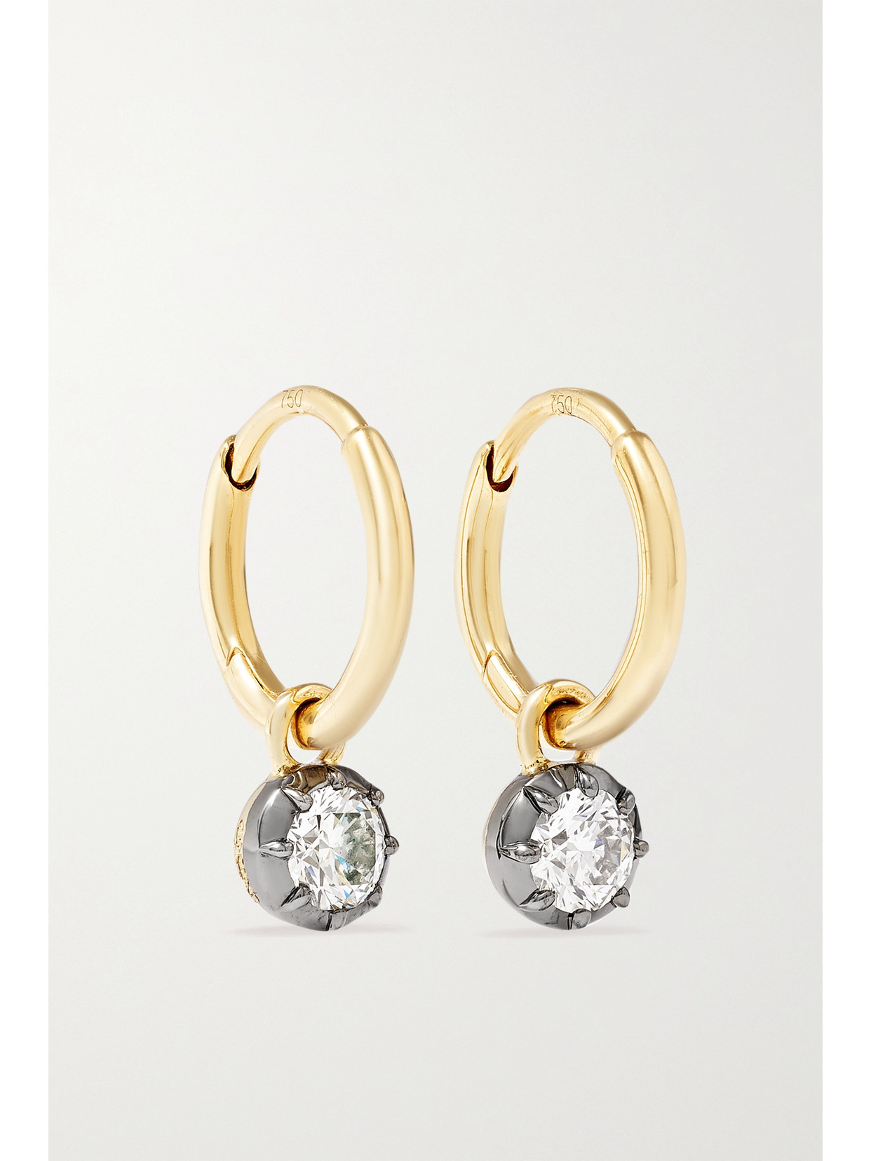 Jessica Mccormack Gypset 18-karat Yellow And Blackened White Gold Diamond Hoop Earrings