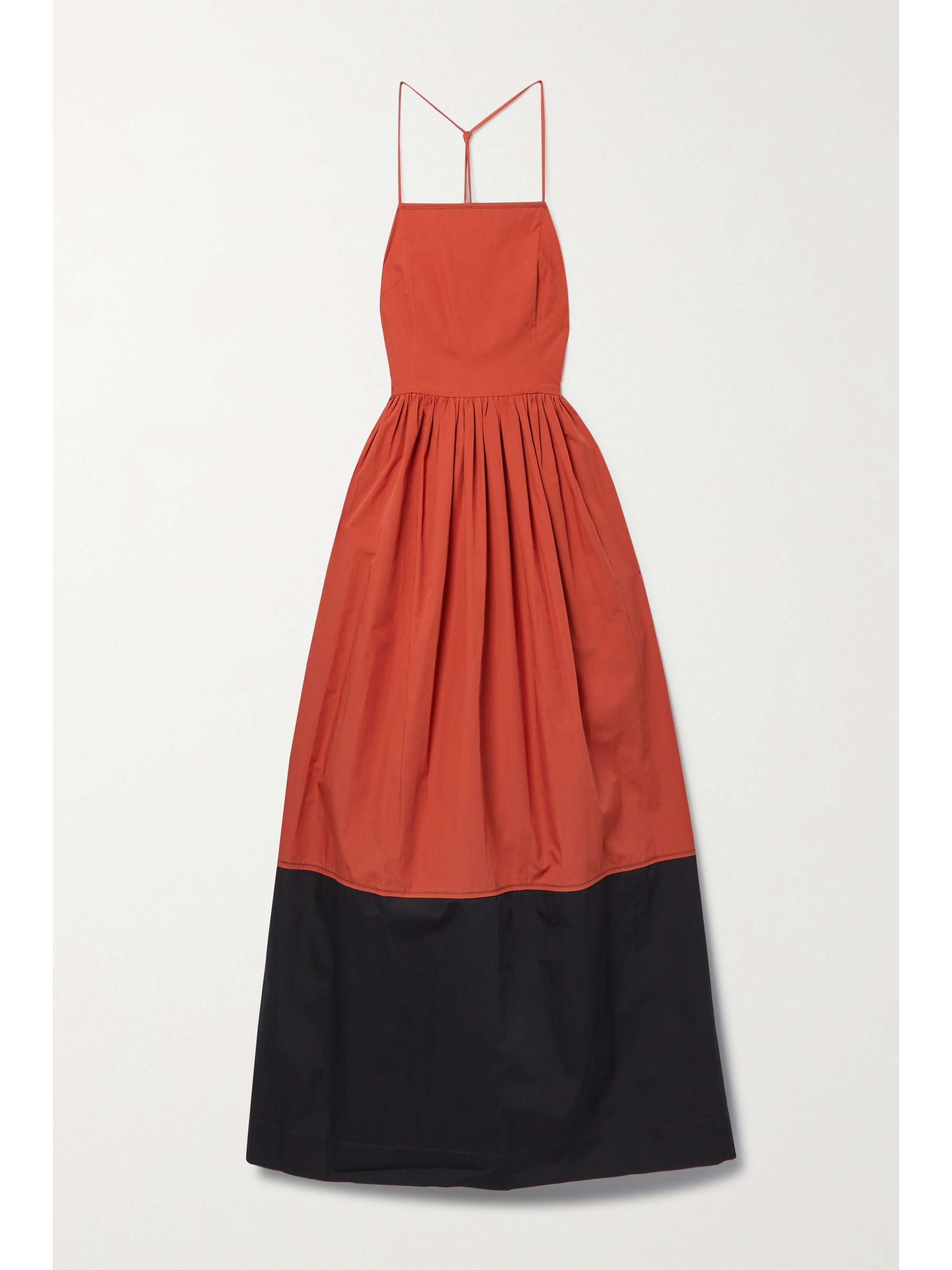 Orange + NET SUSTAIN two-tone cotton-poplin halterneck maxi dress | BASSIKE | NET-A-PORTER