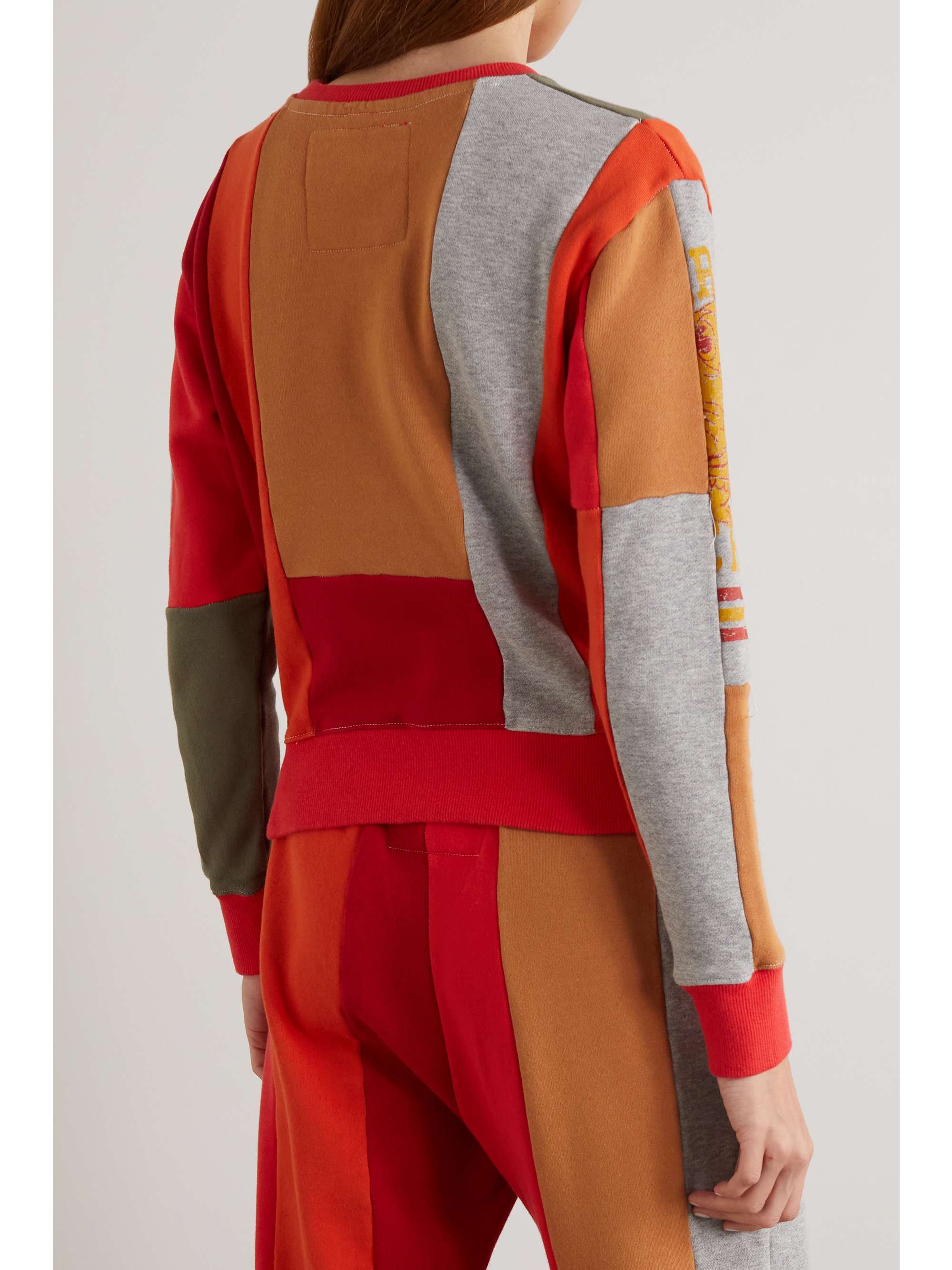 MOTHER + NET SUSTAIN + Carolyn Murphy The Pieced Step embroidered patchwork cotton-jersey sweatshirt