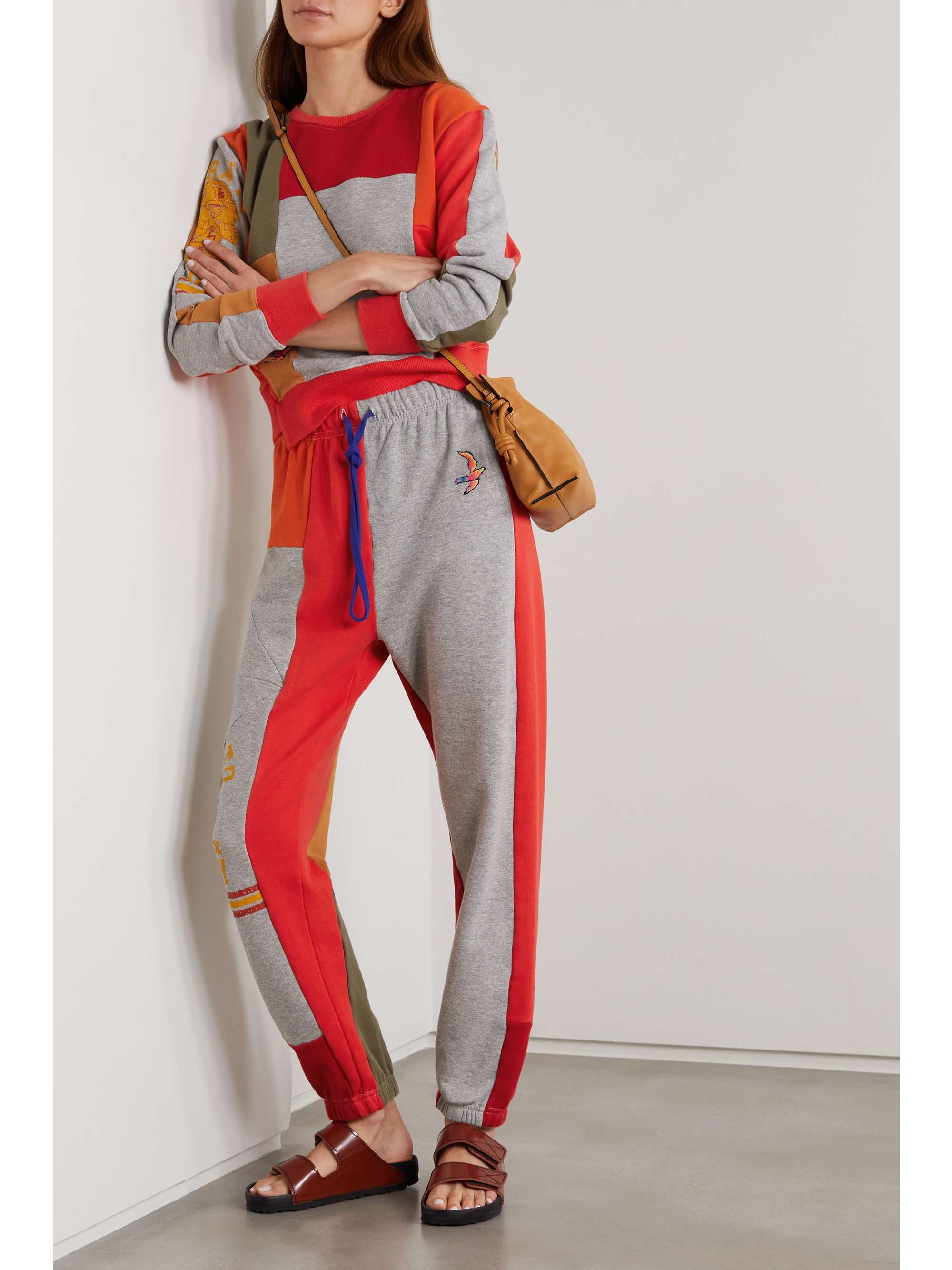 MOTHER + NET SUSTAIN + Carolyn Murphy The Pieced Step embroidered patchwork cotton-jersey sweatshirt