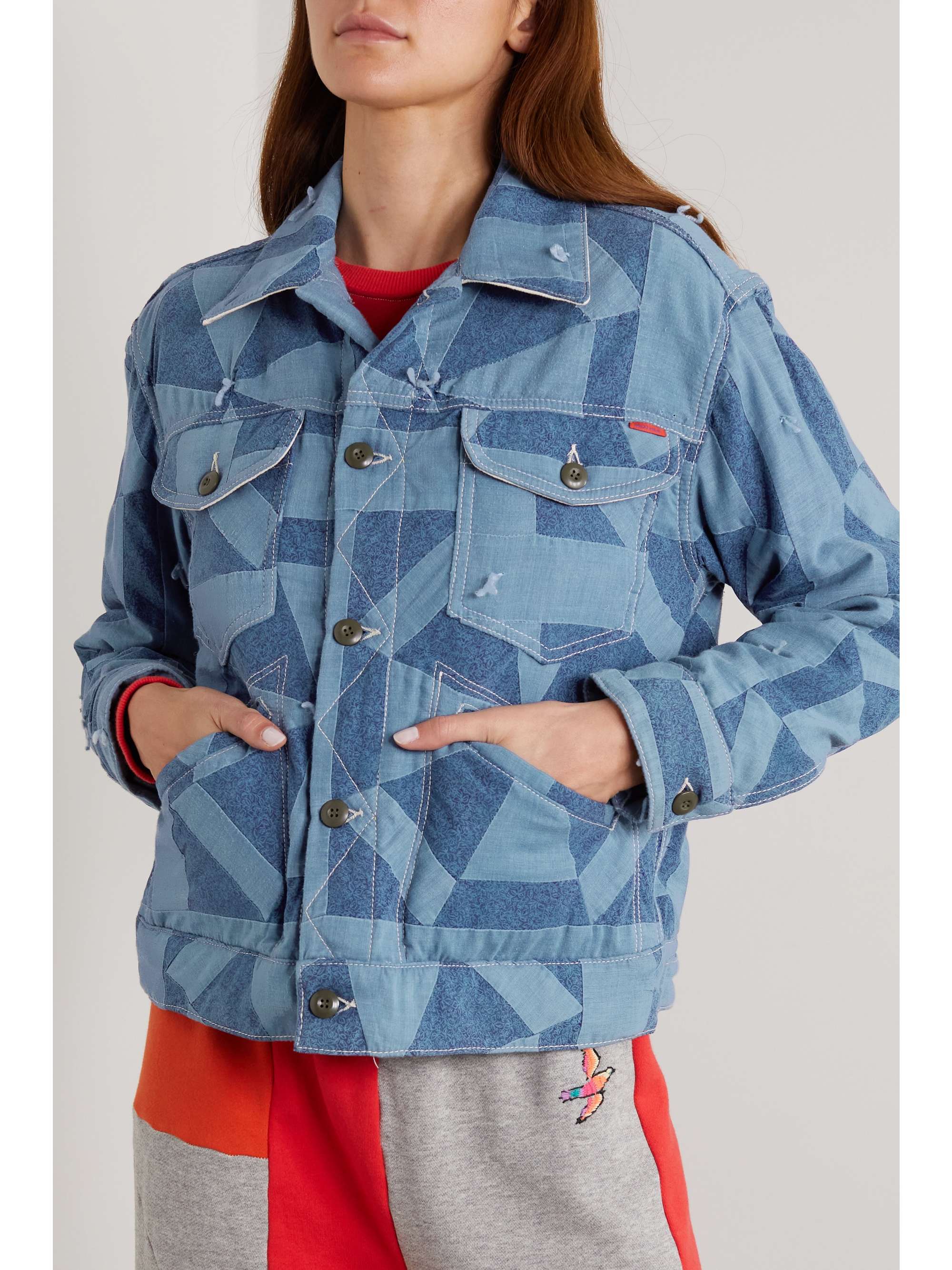 MOTHER + NET SUSTAIN + Carolyn Murphy Mountain Drifter patchwork chambray jacket