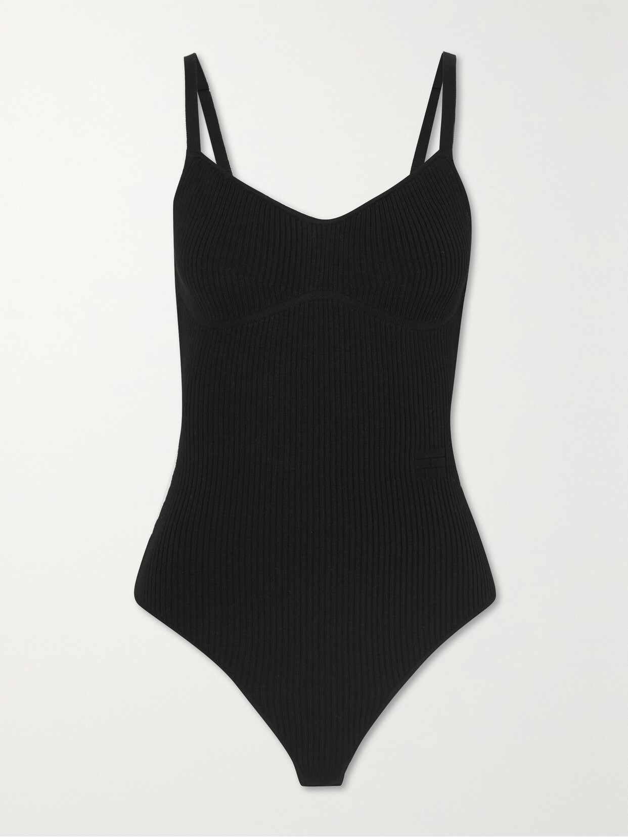 FRAME Ribbed Stretch-knit Bodysuit - Black
