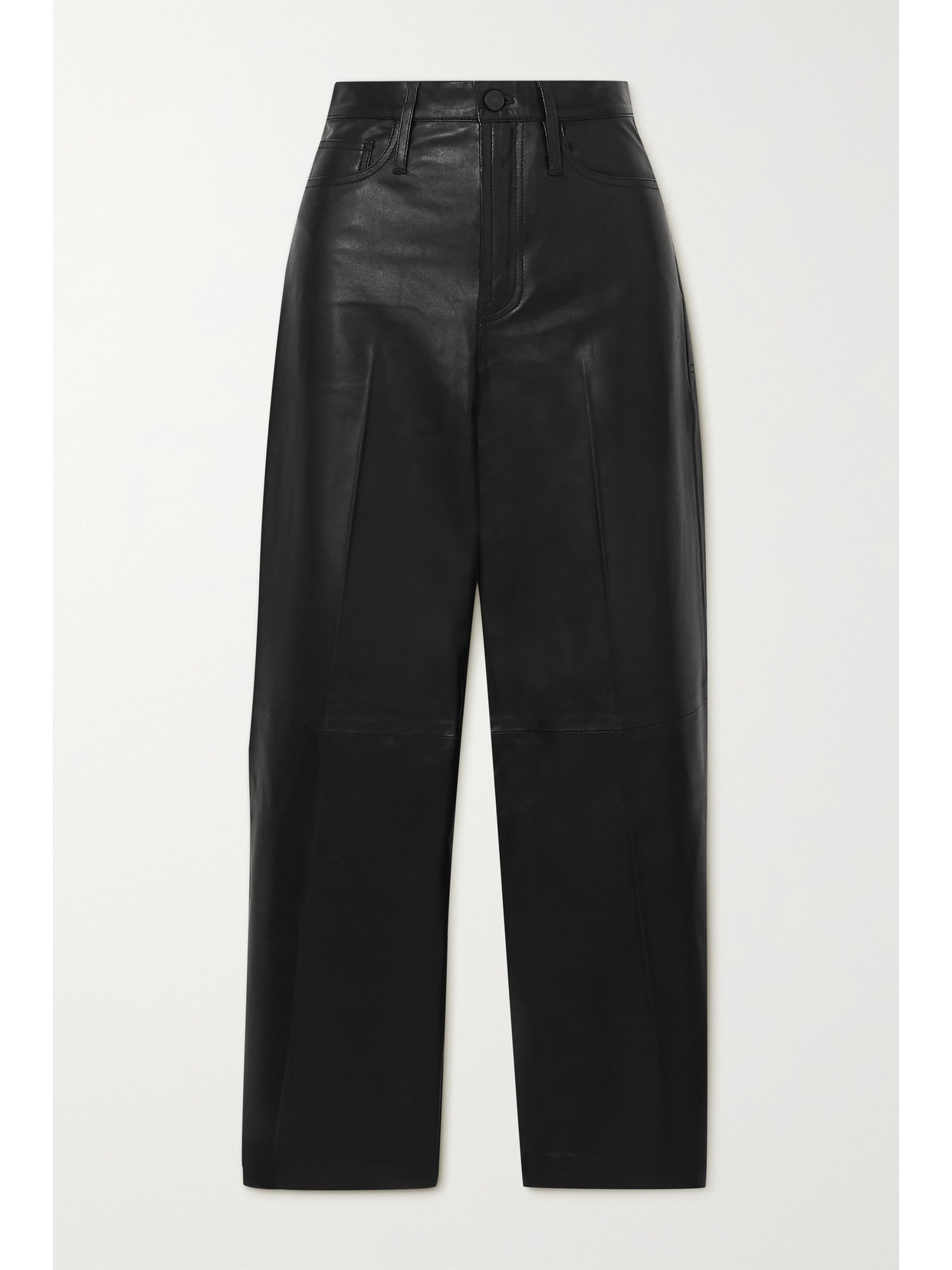 FRAME Cropped Leather Wide-leg Pants - Black
