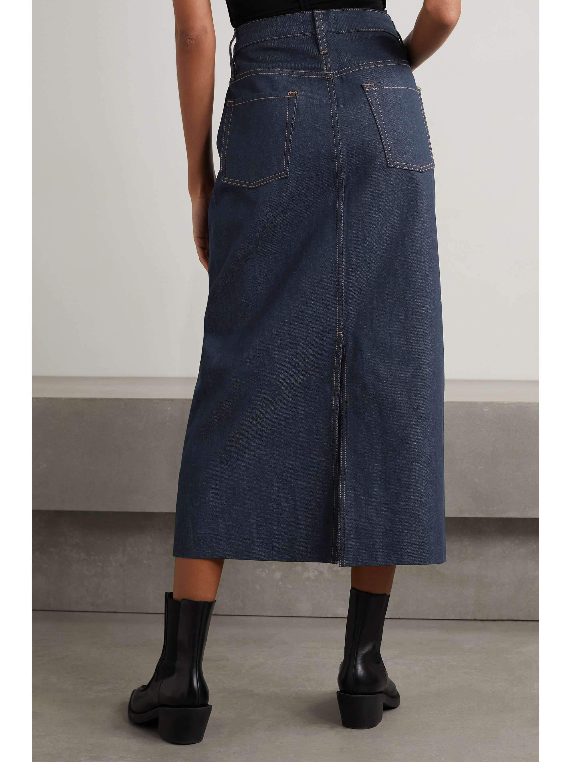 denim midi skirt