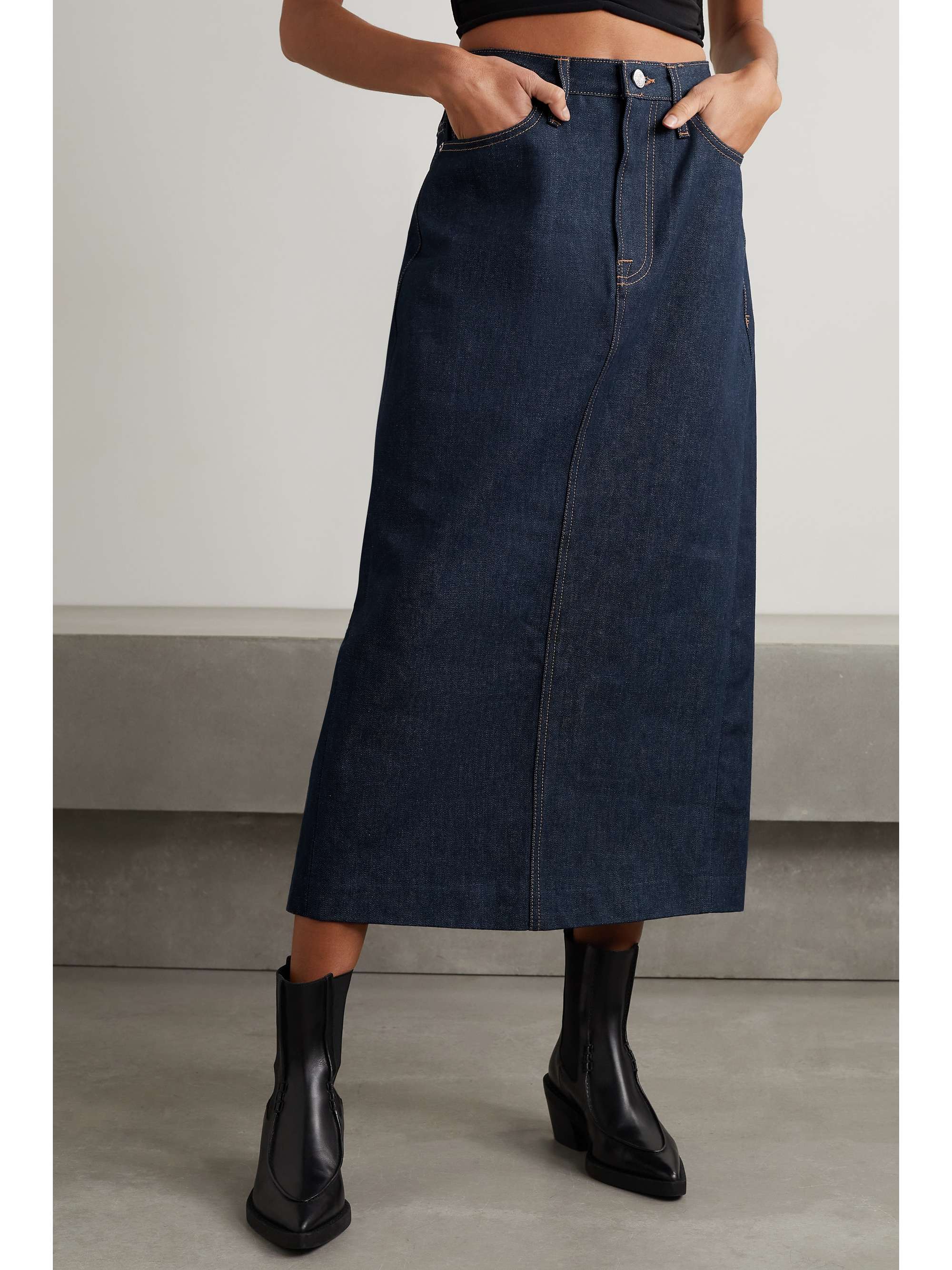 Dark denim Denim midi skirt | FRAME 