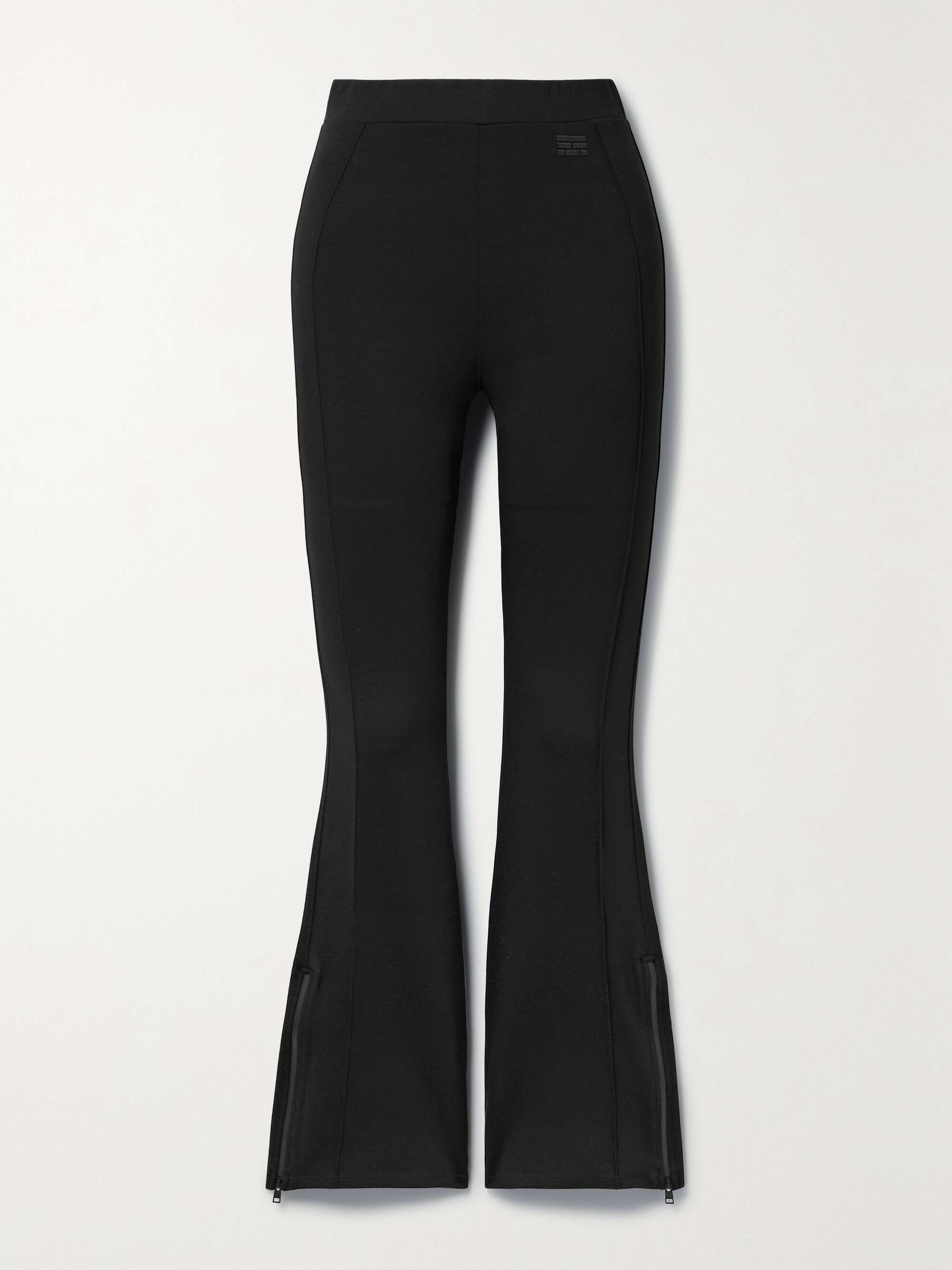 black stretch flare pants