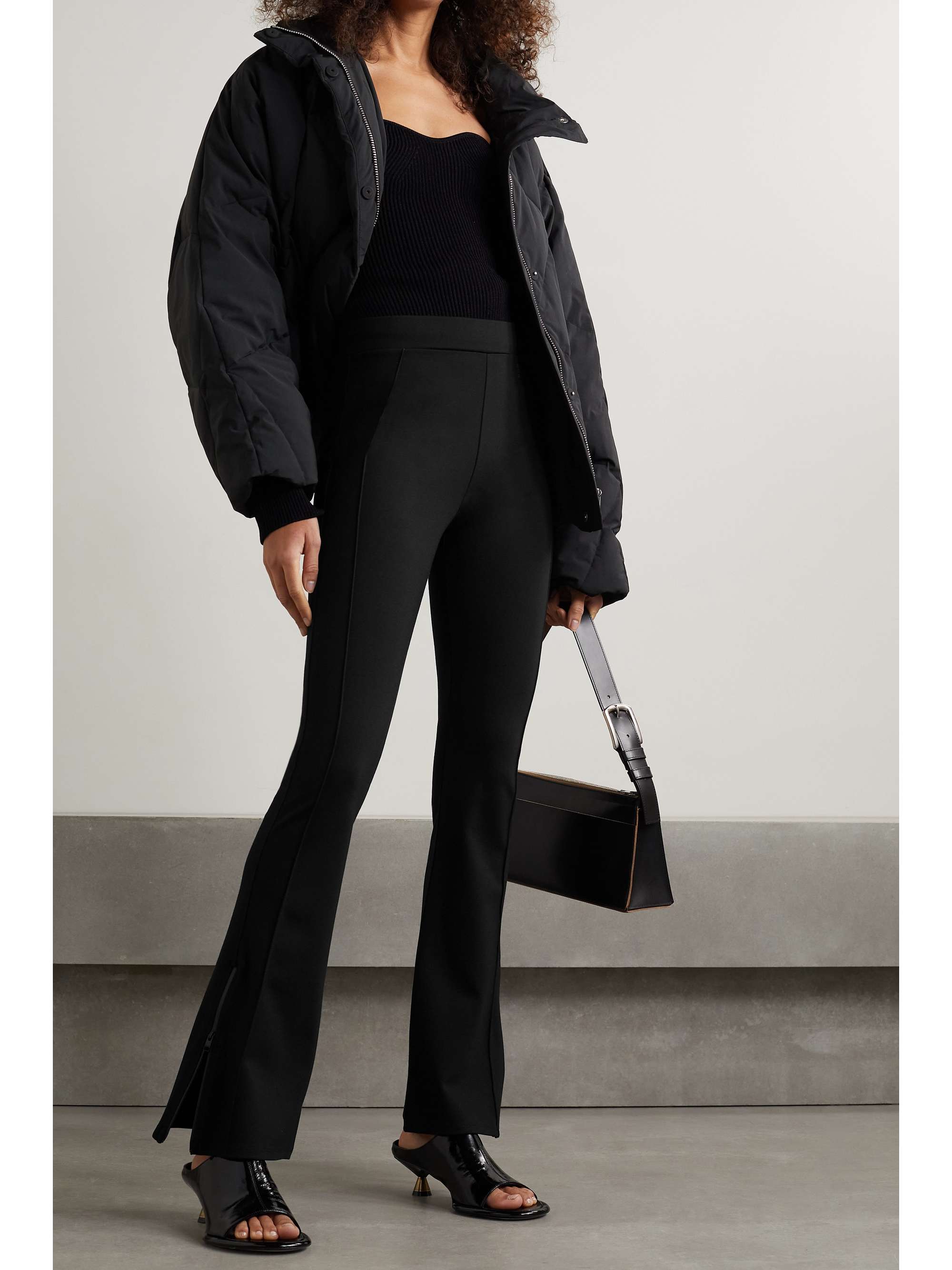 Black Stretch-jersey flared pants | FRAME | NET-A-PORTER