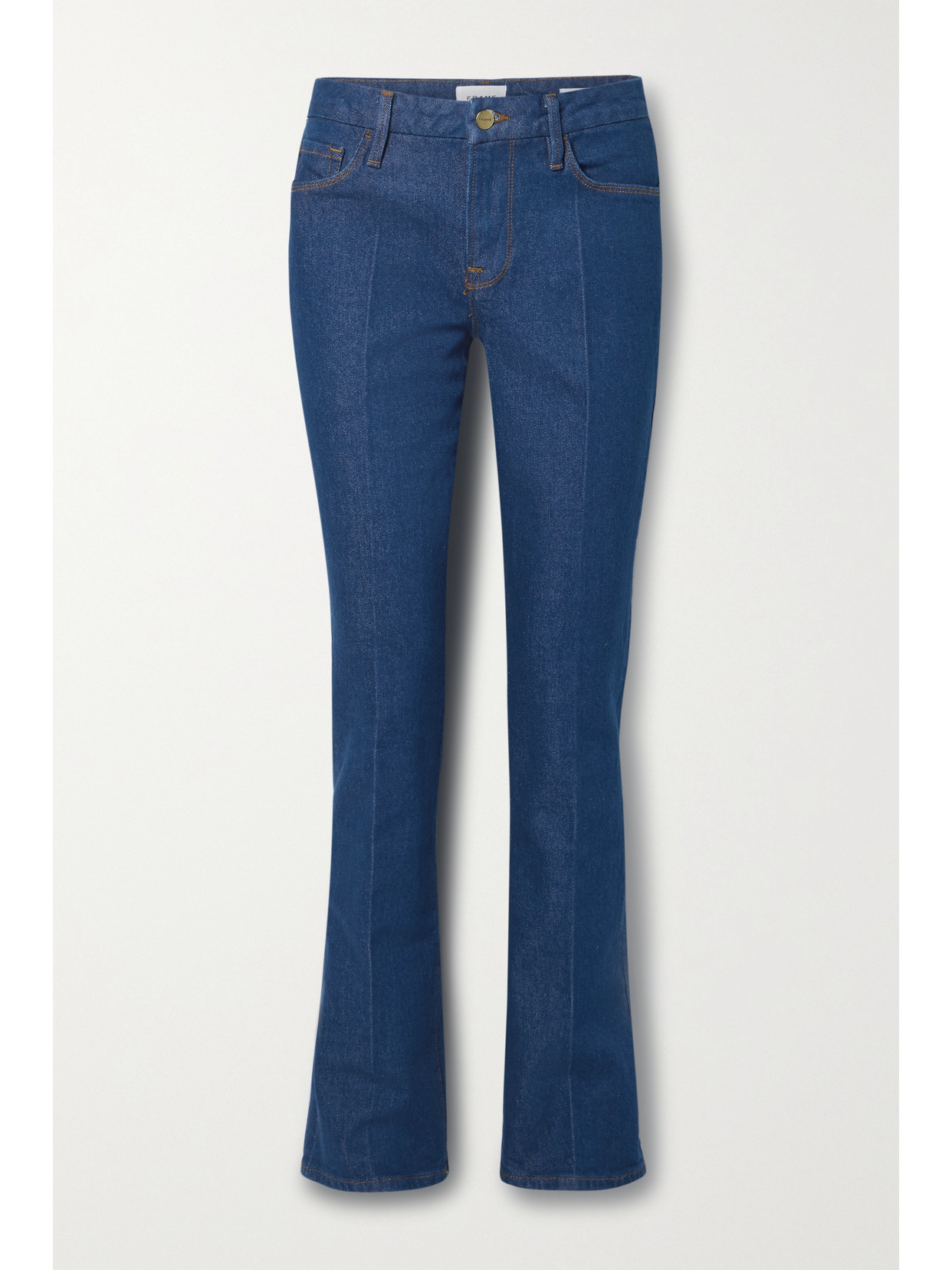 Frame Le Mini Boot Mid-rise Jeans In Blue