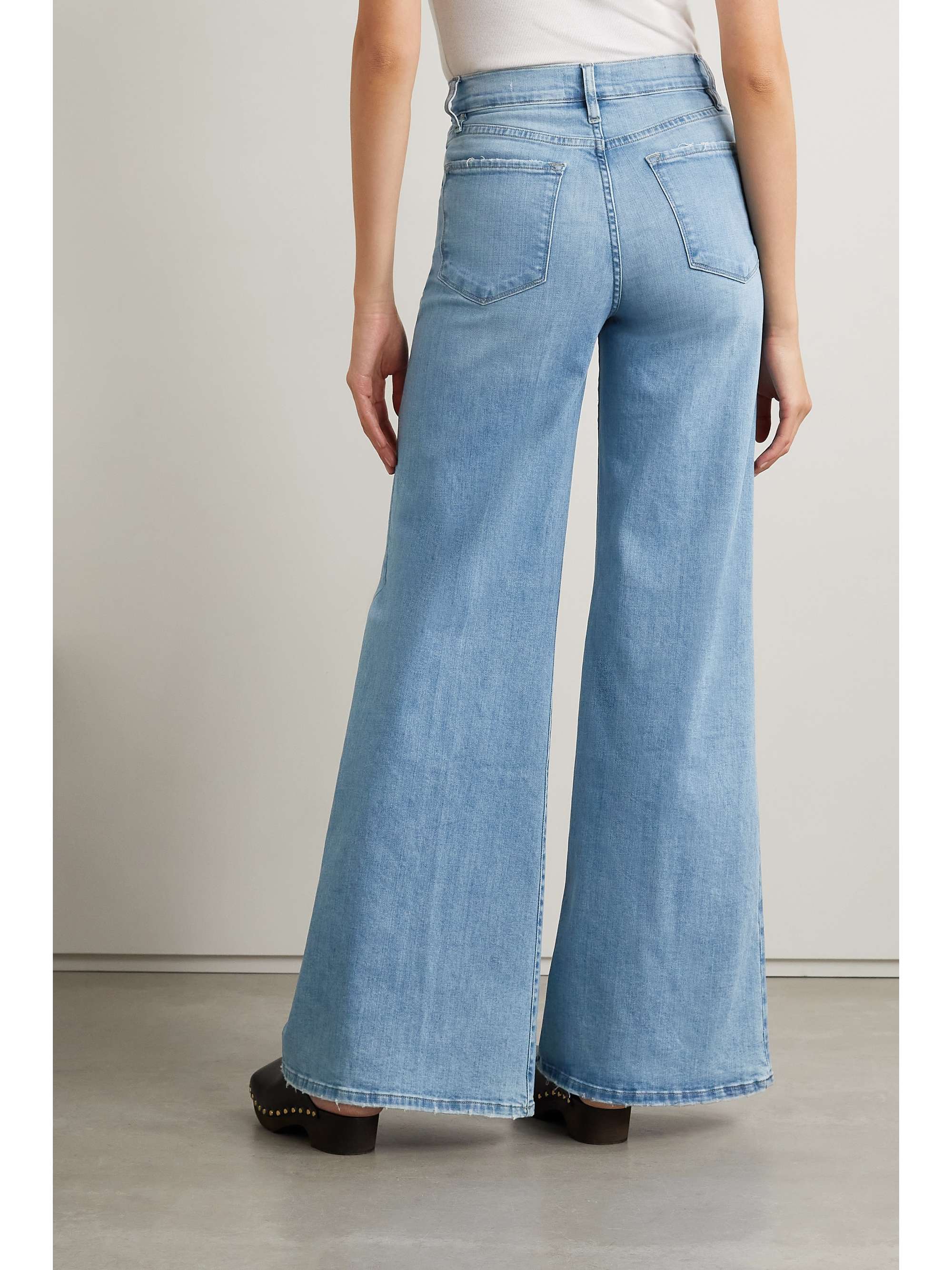 Mid denim Le Palazzo high-rise wide-leg 