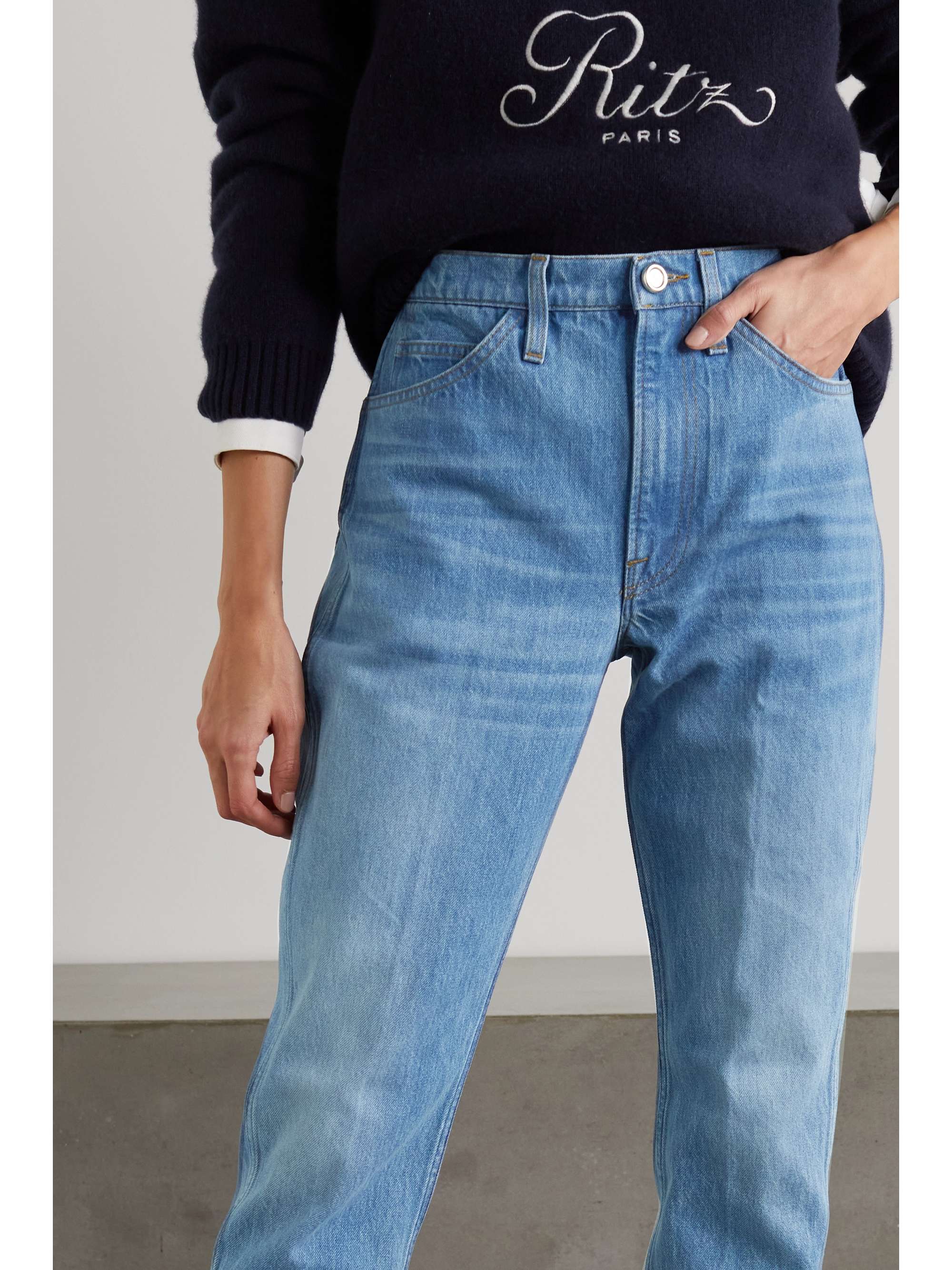 FRAME + Ritz Paris True highrise straightleg jeans NETAPORTER