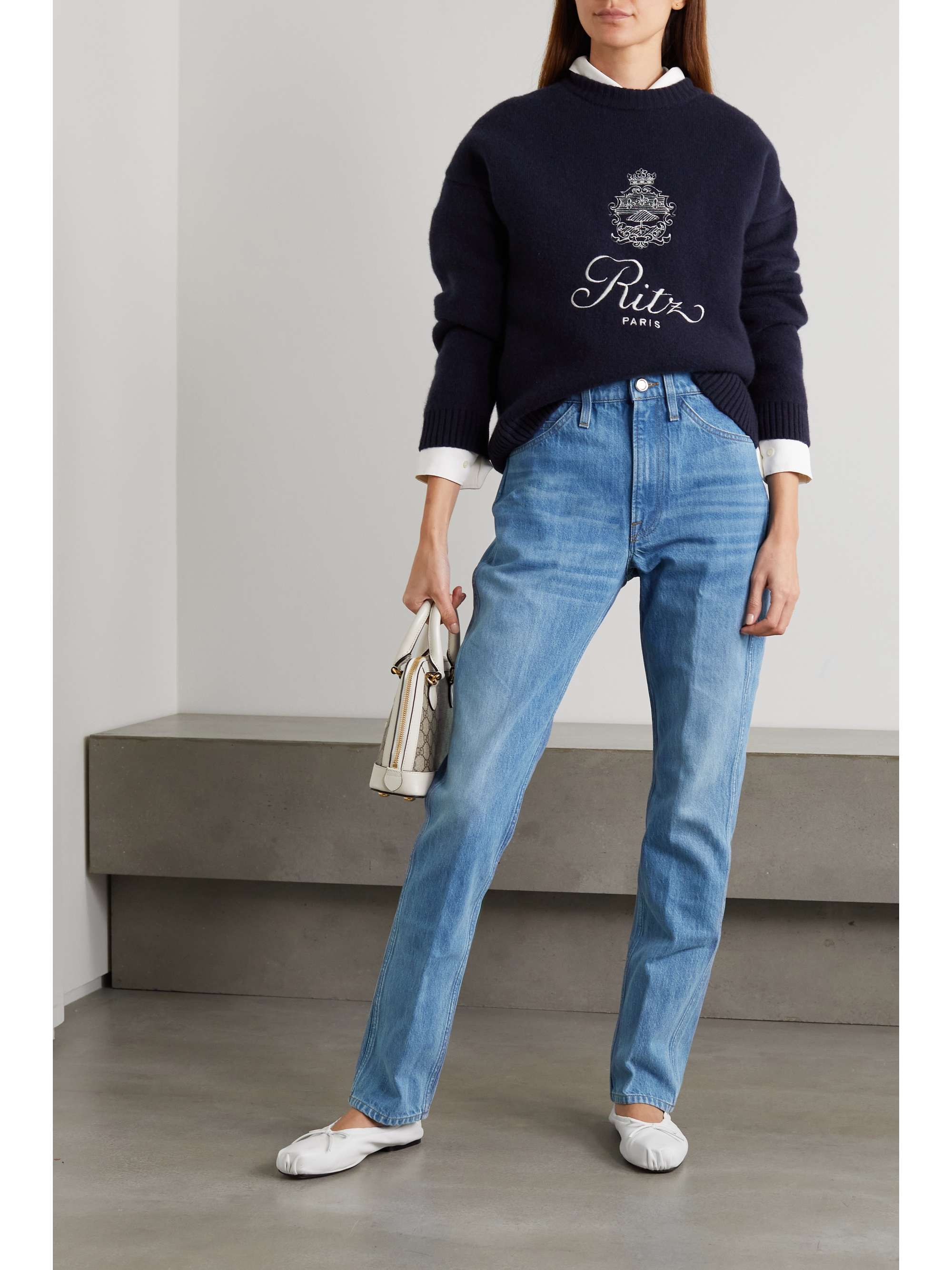 Dark denim + Ritz Paris True highrise straightleg jeans FRAME NET