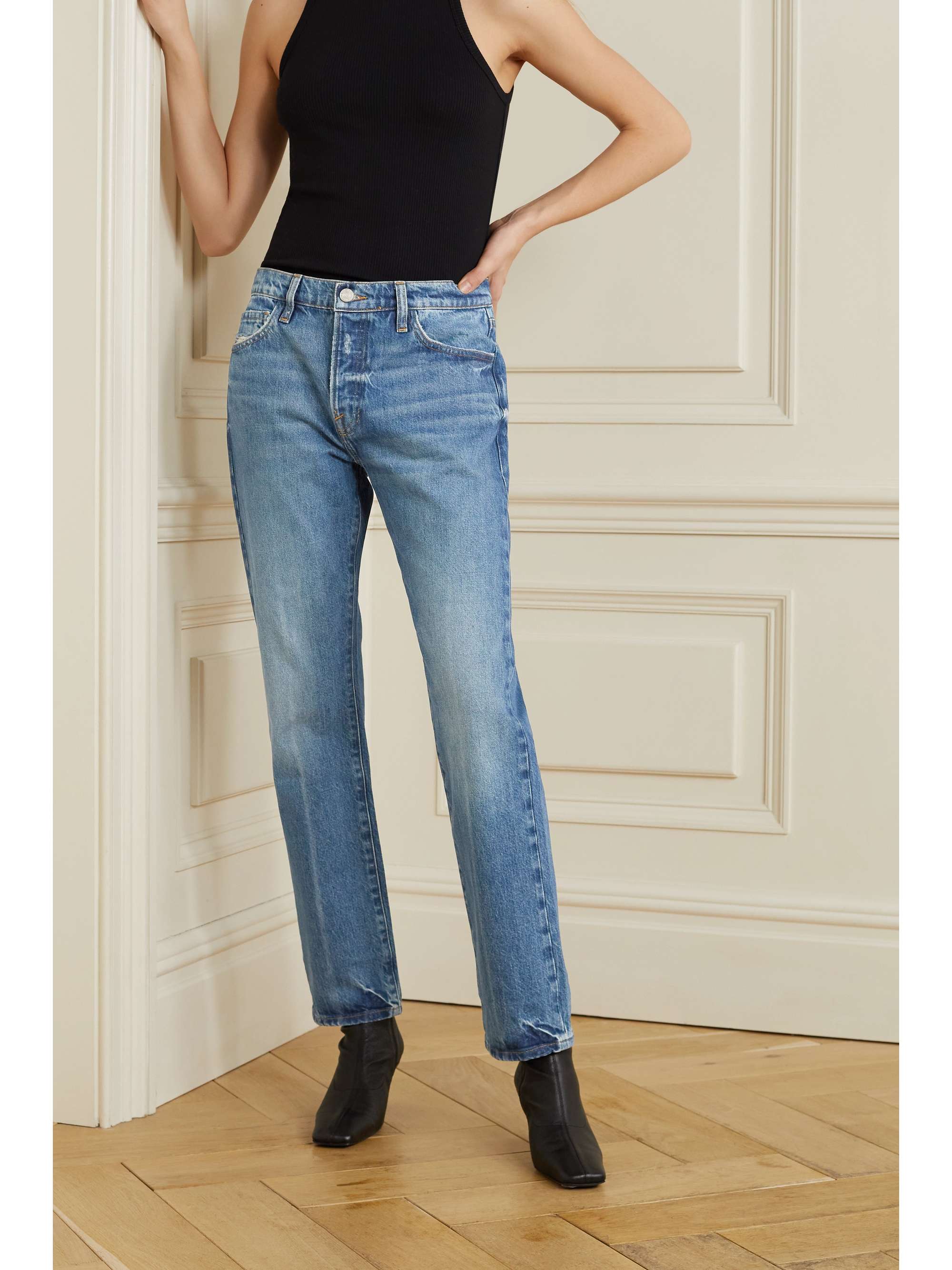 Mid denim Le Slouch low-rise straight 