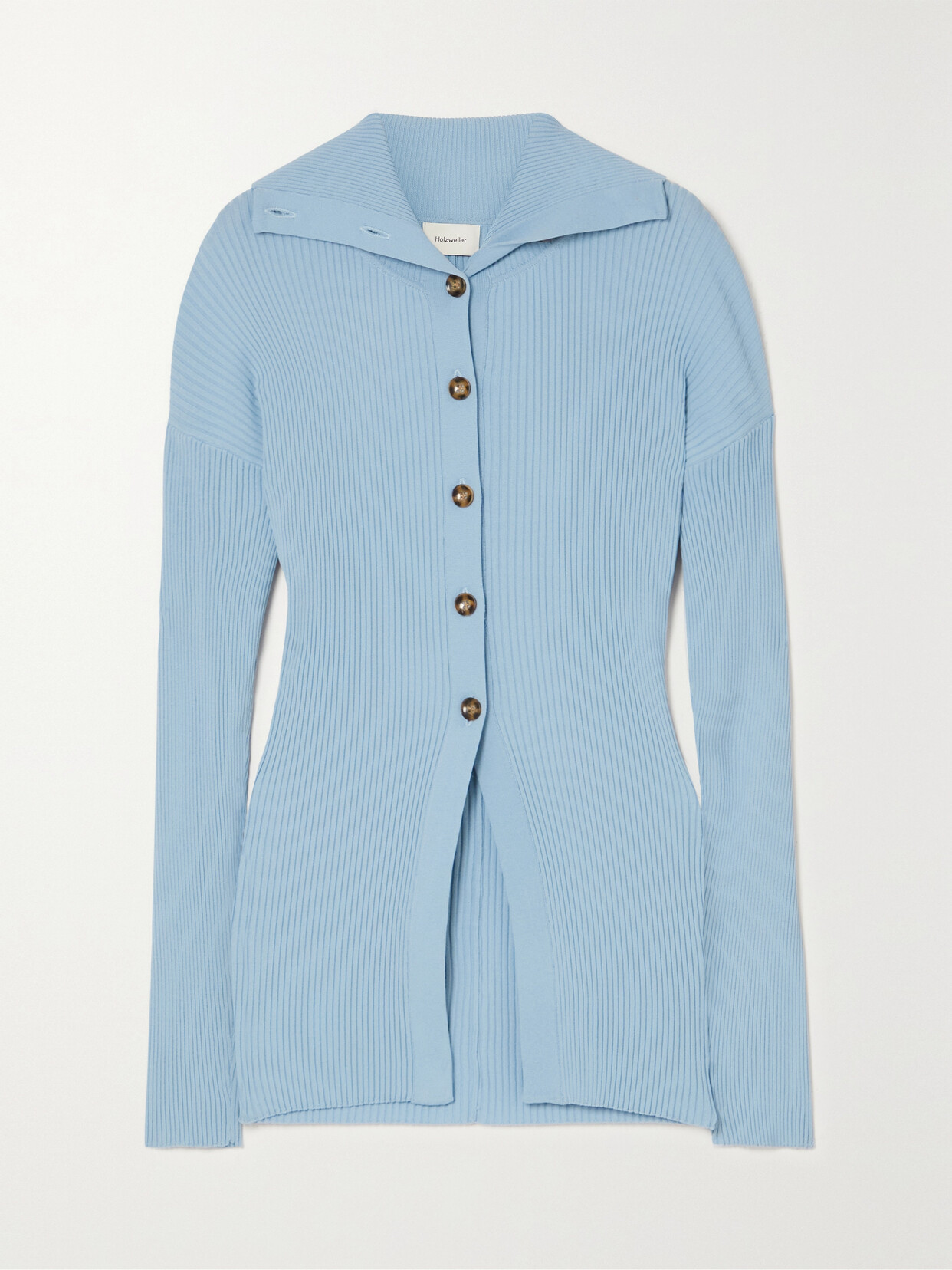 Holzweiler Vibes Ribbed-knit Cardigan In Blue