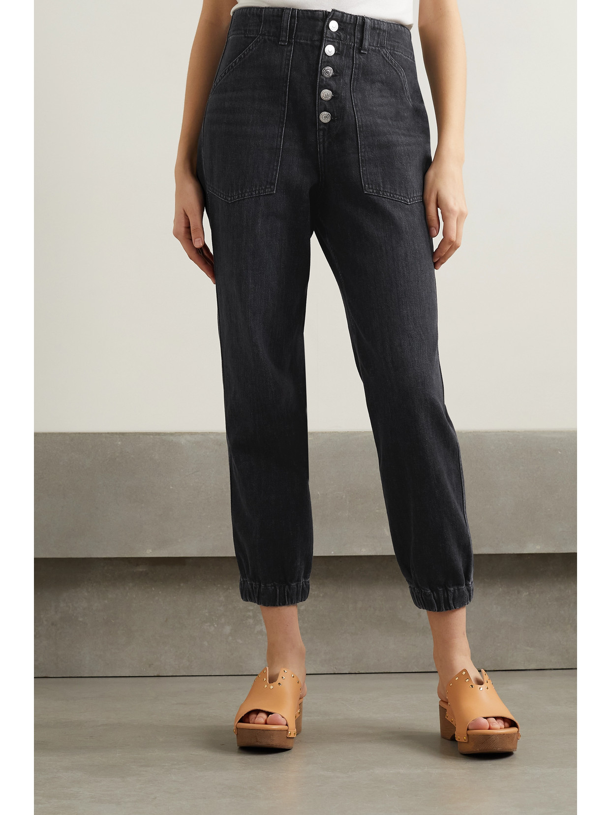Veronica Beard Bolton High Waist Nonstretch Jogger Jeans In Black