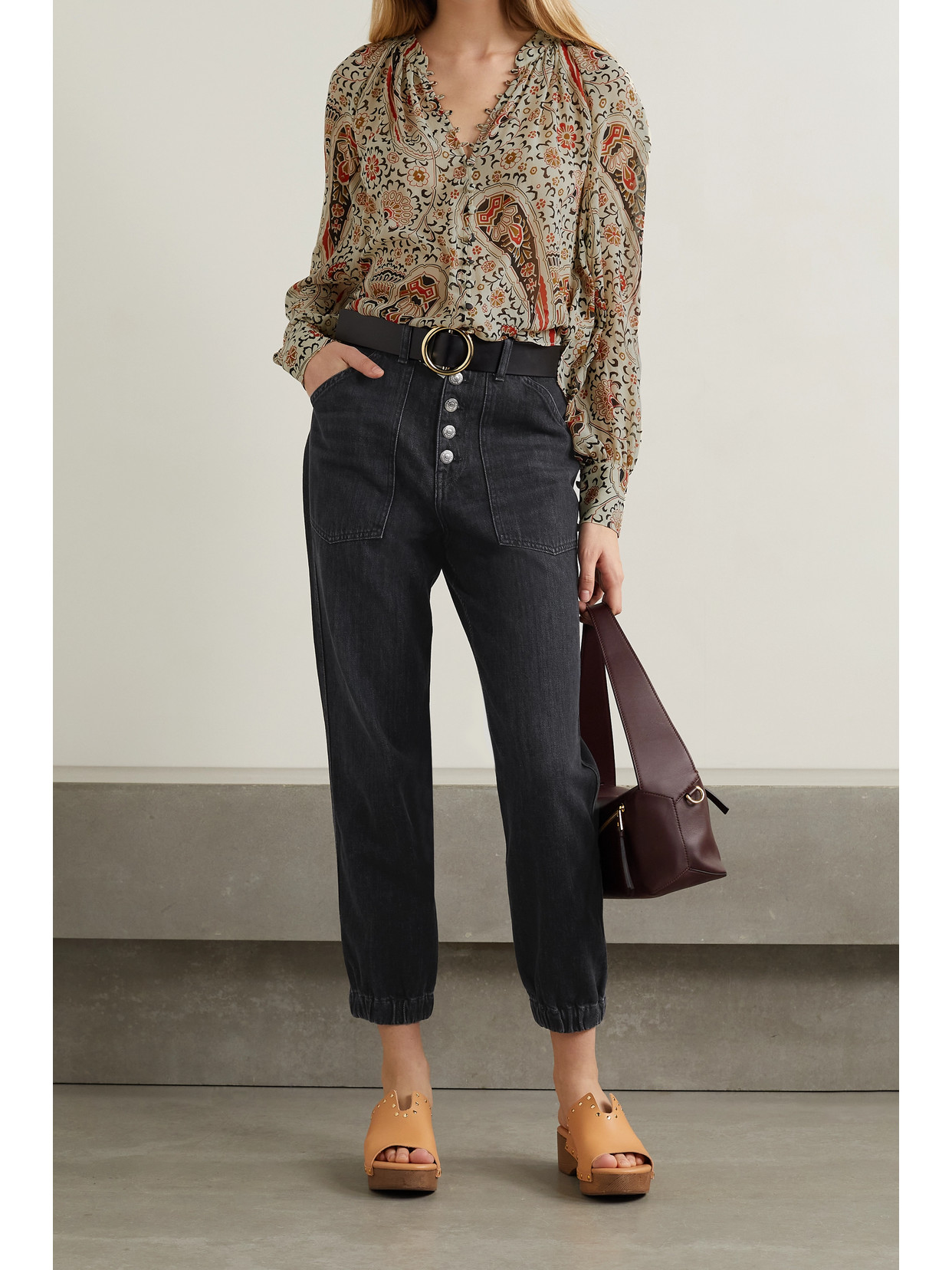 Veronica Beard Bolton High Waist Nonstretch Jogger Jeans In Black