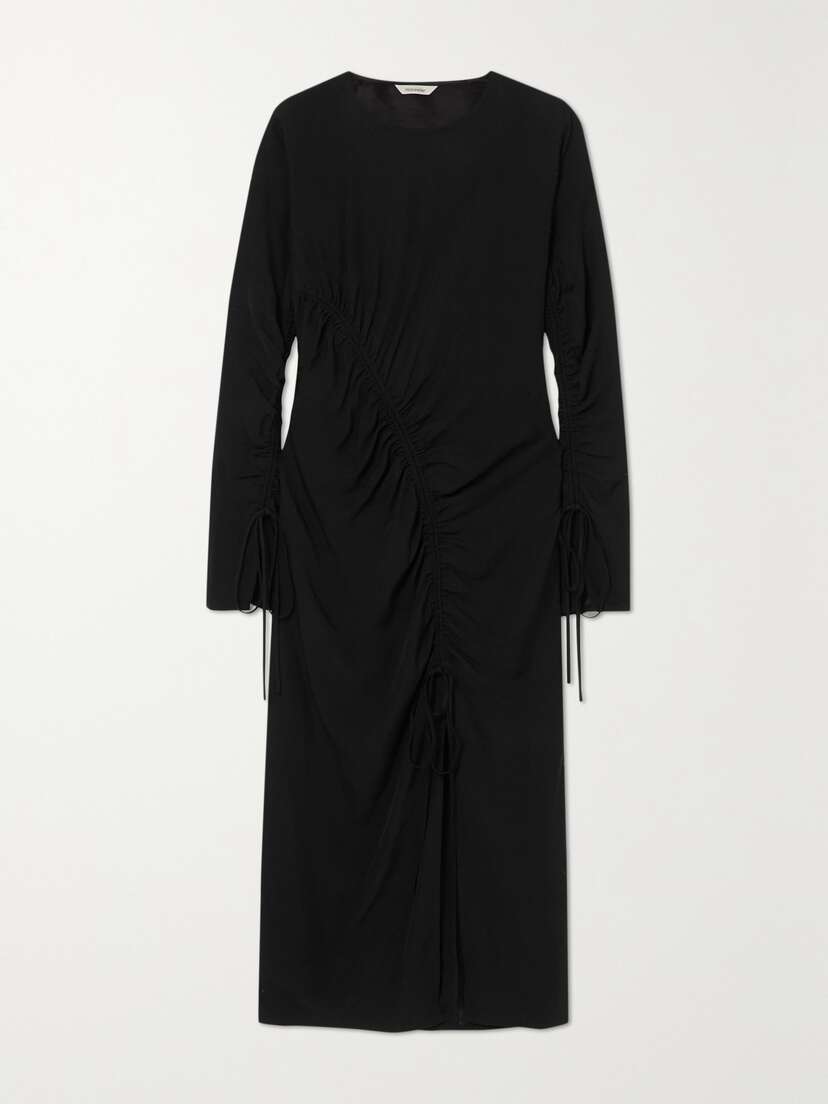HOLZWEILER Opinion Ruched Crepe Midi Dress