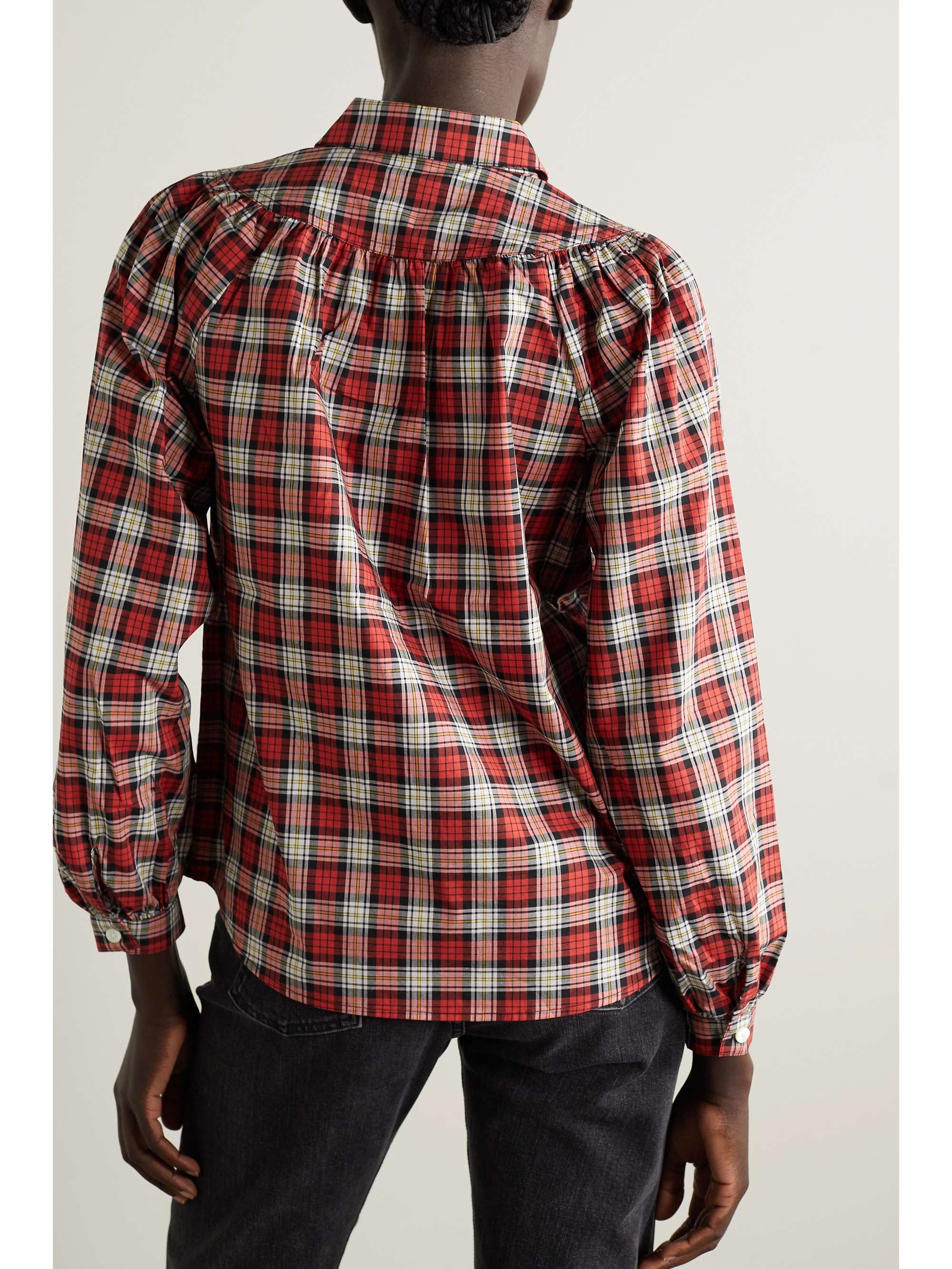 Red Janelle checked cotton-poplin shirt 