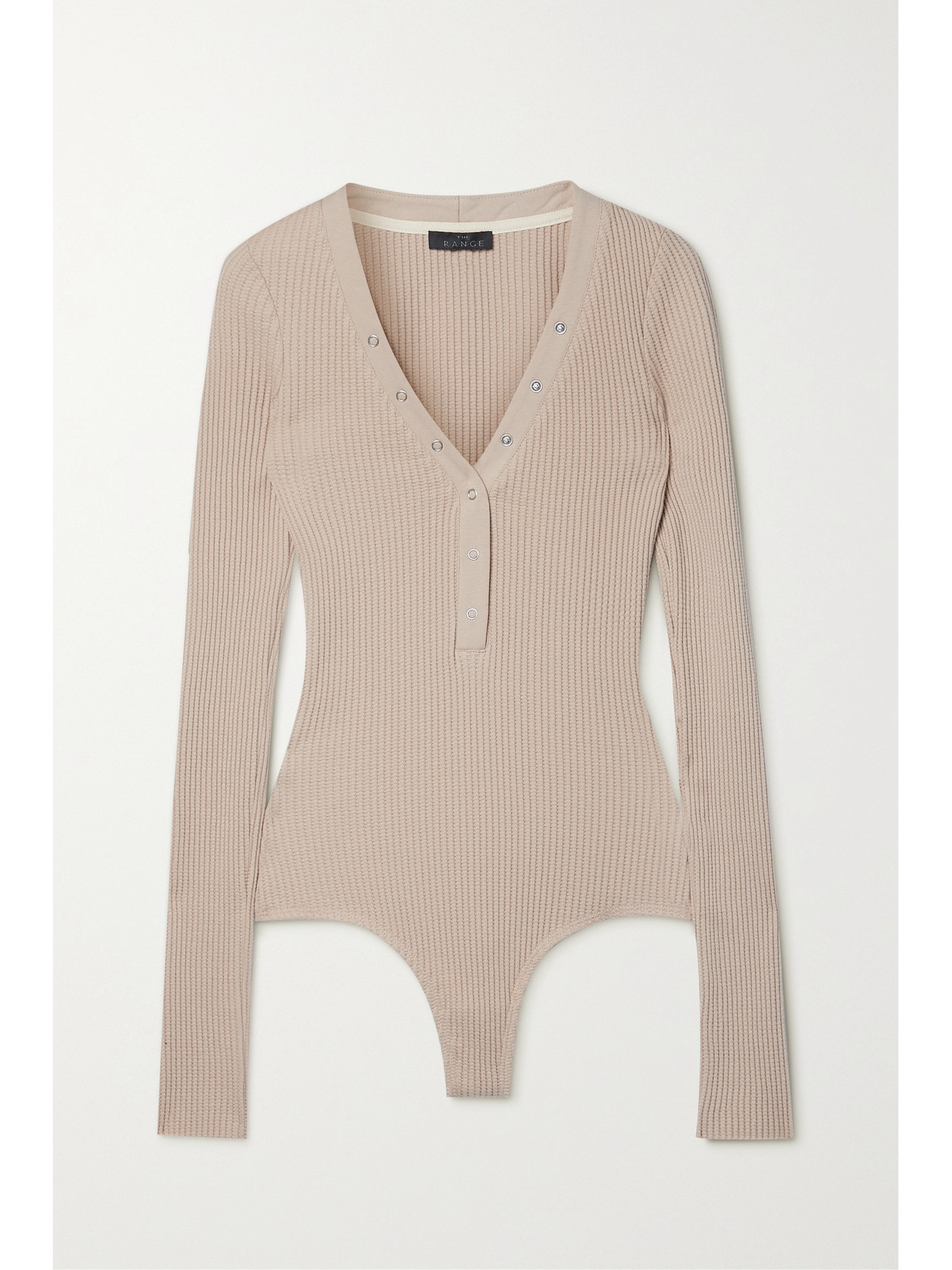 THE RANGE - Jumbo Stark Waffle-knit Stretch-cotton Bodysuit - Beige