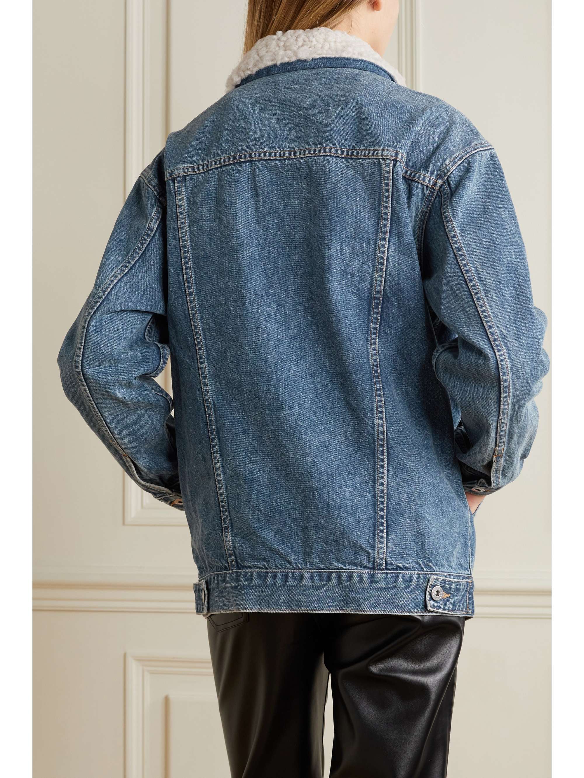 Mid denim Stranger shearling-trimmed 