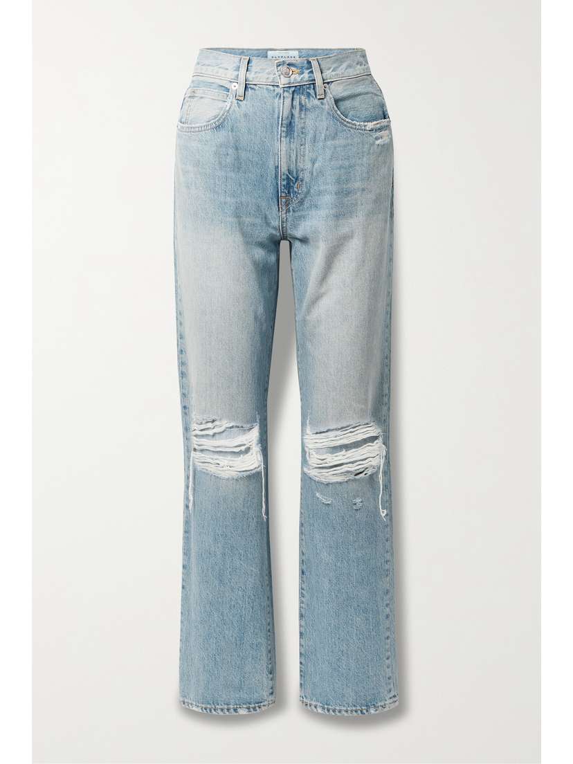 SLVRLAKE London Distressed High-rise Straight-leg Jeans