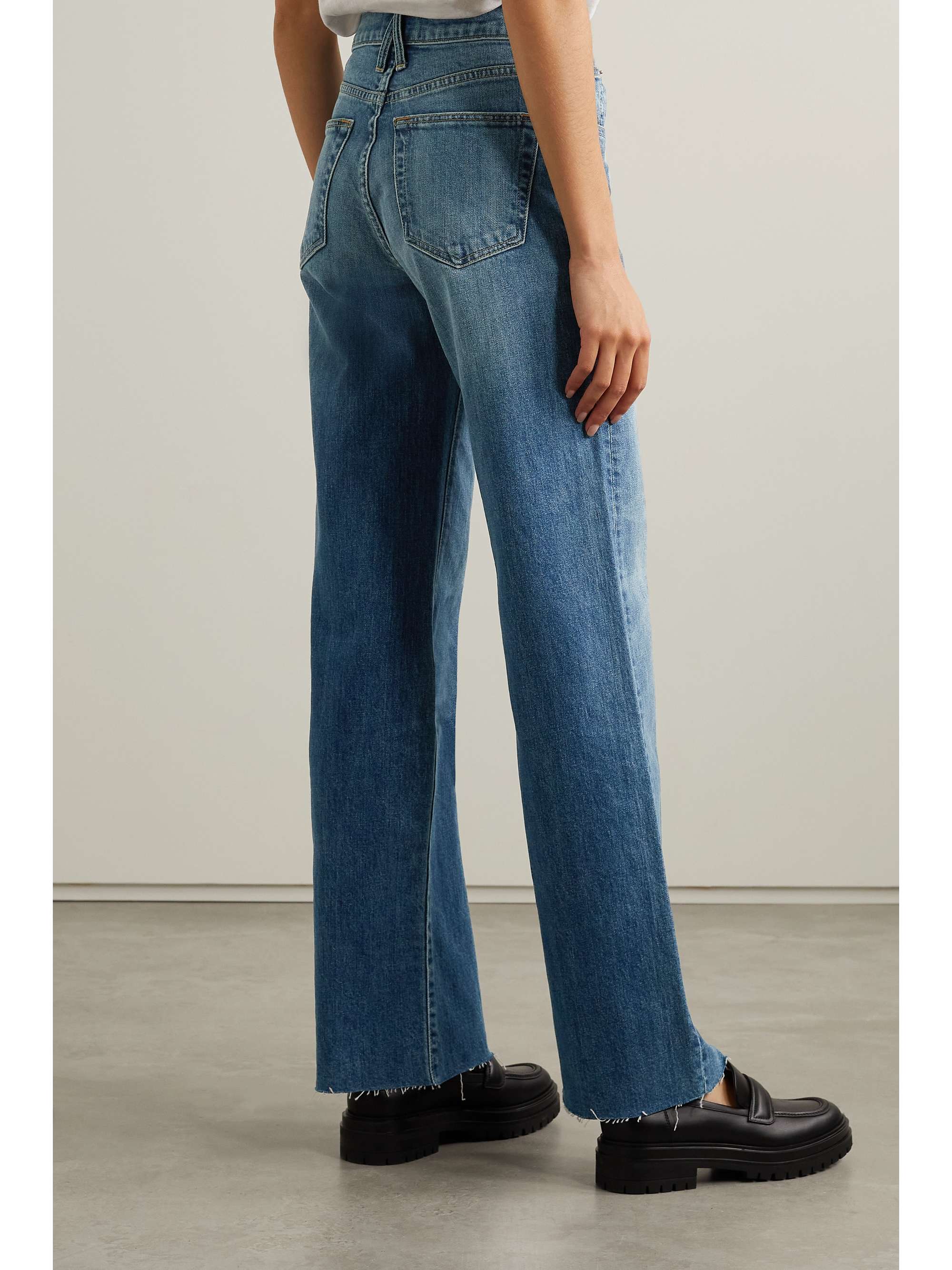 Mid denim Grace frayed high-rise wide 