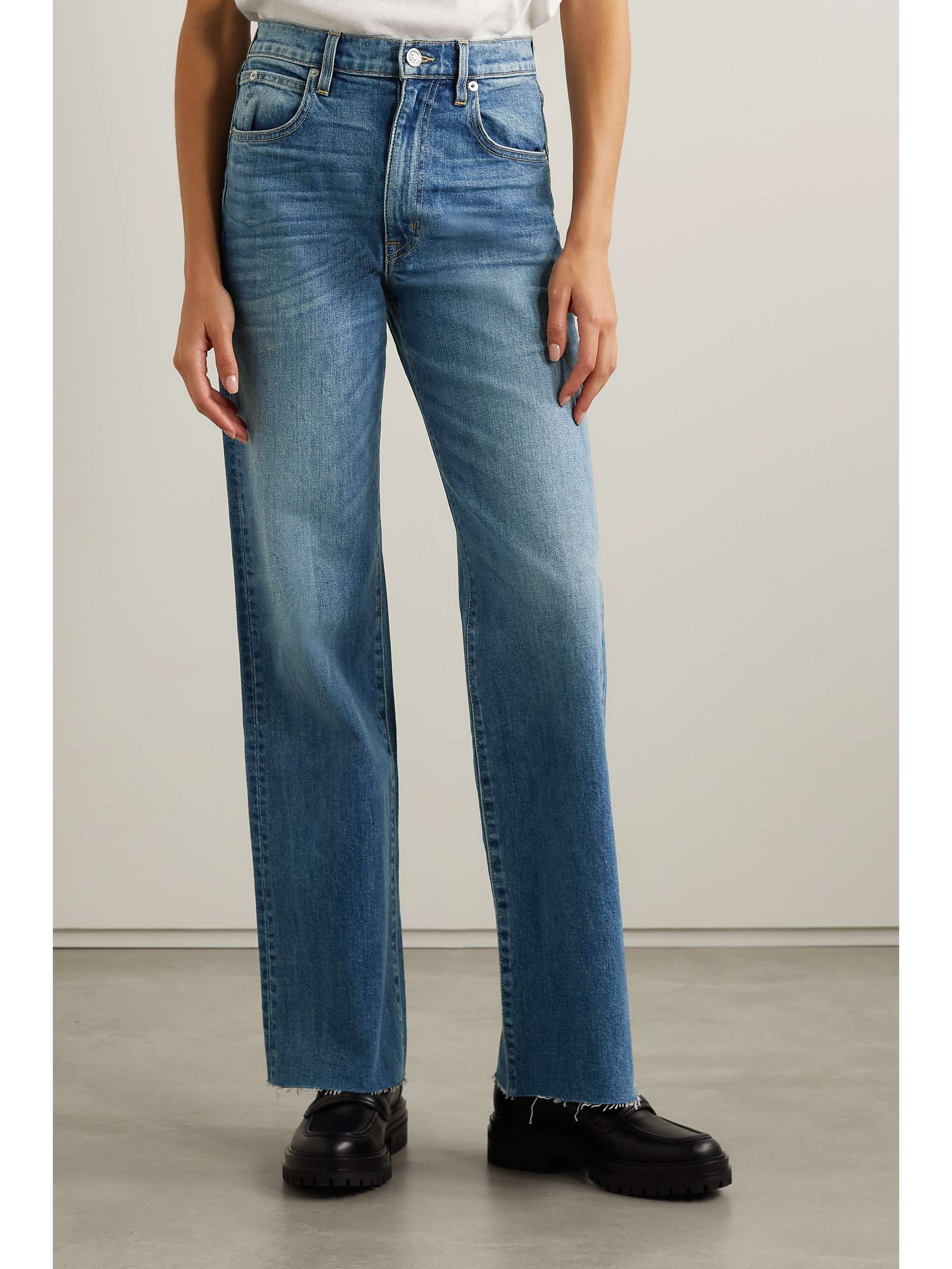 Mid denim Grace frayed high-rise wide 