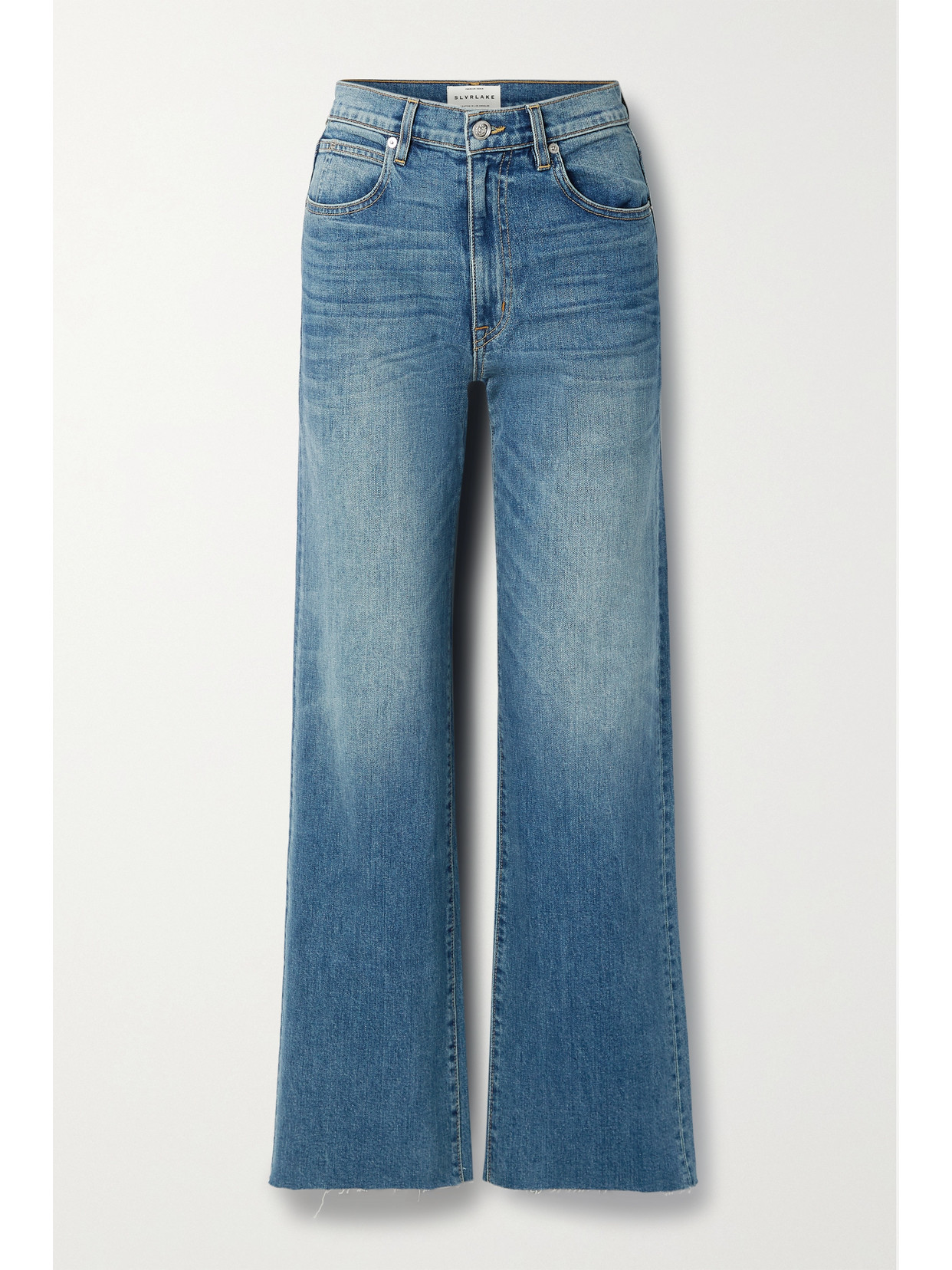 SLVRLAKE GRACE FRAYED HIGH-RISE WIDE-LEG JEANS