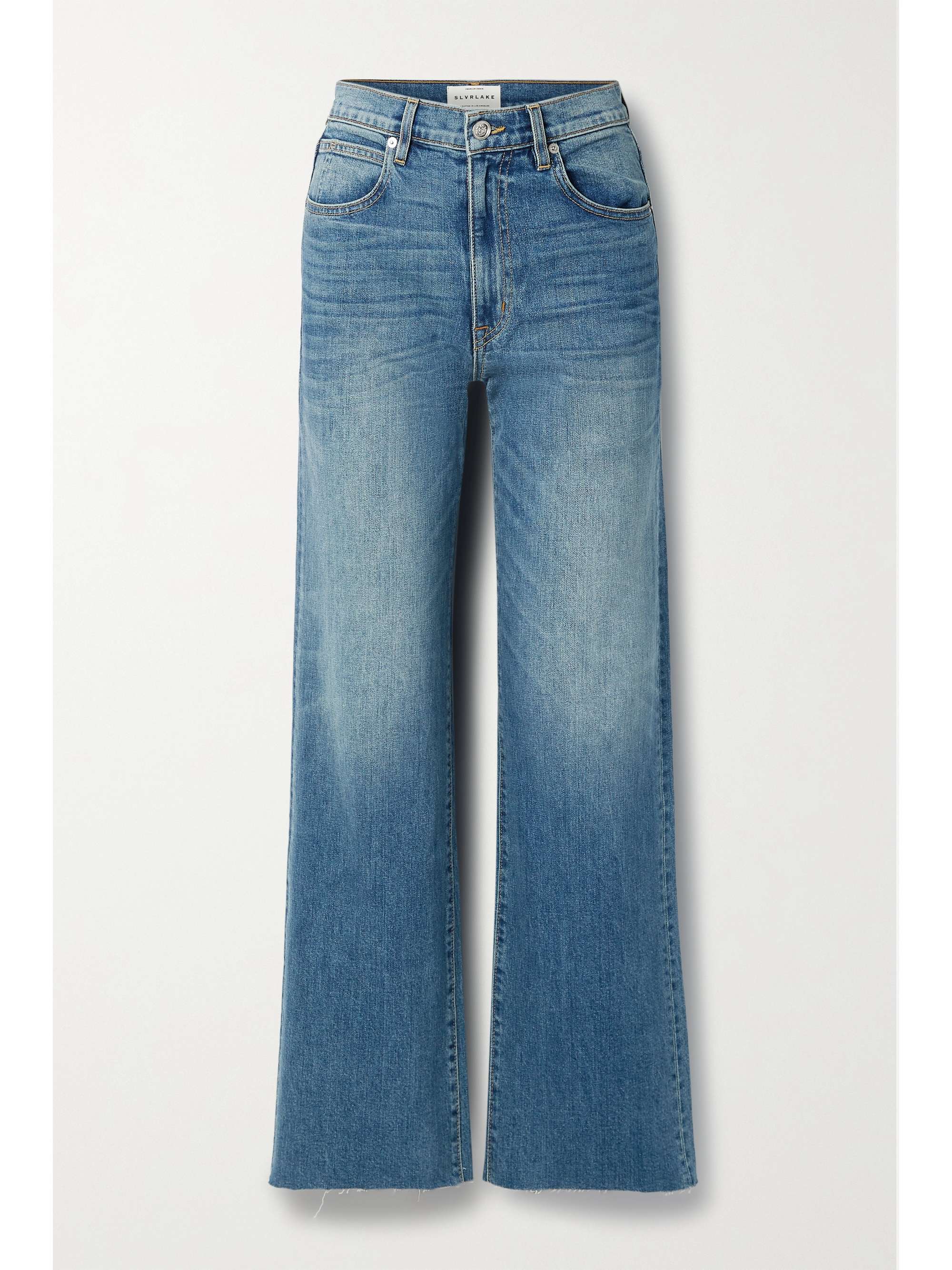 Mid denim Grace frayed high-rise wide 