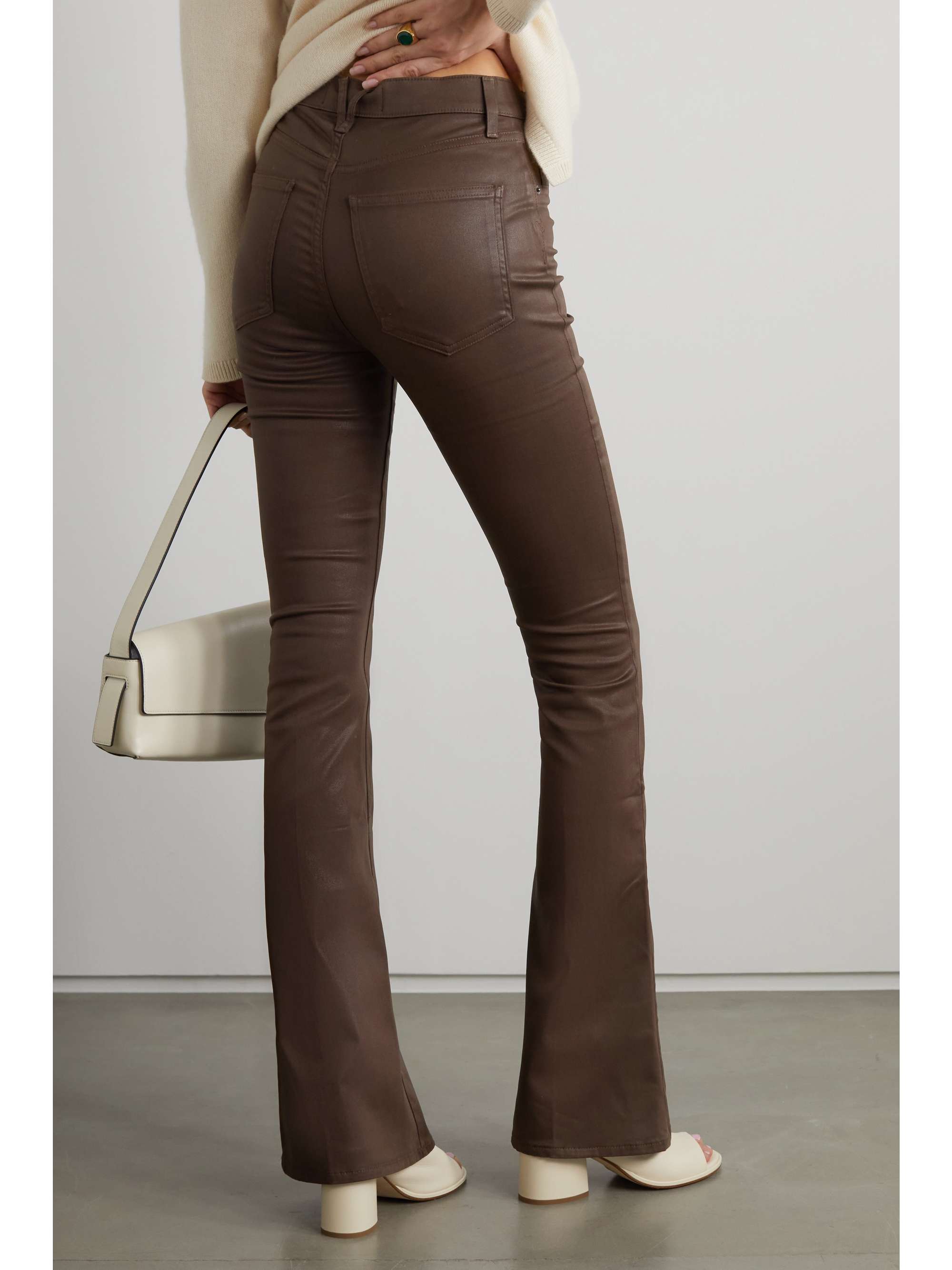 VERONICA BEARD Beverly coated stretchdenim flared pants NETAPORTER