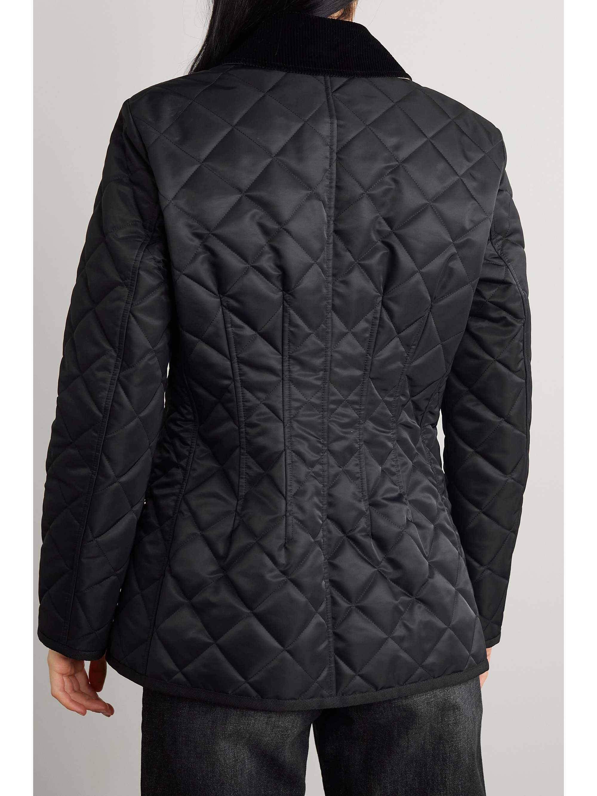 BURBERRY Corduroy-trimmed quilted padded shell jacket