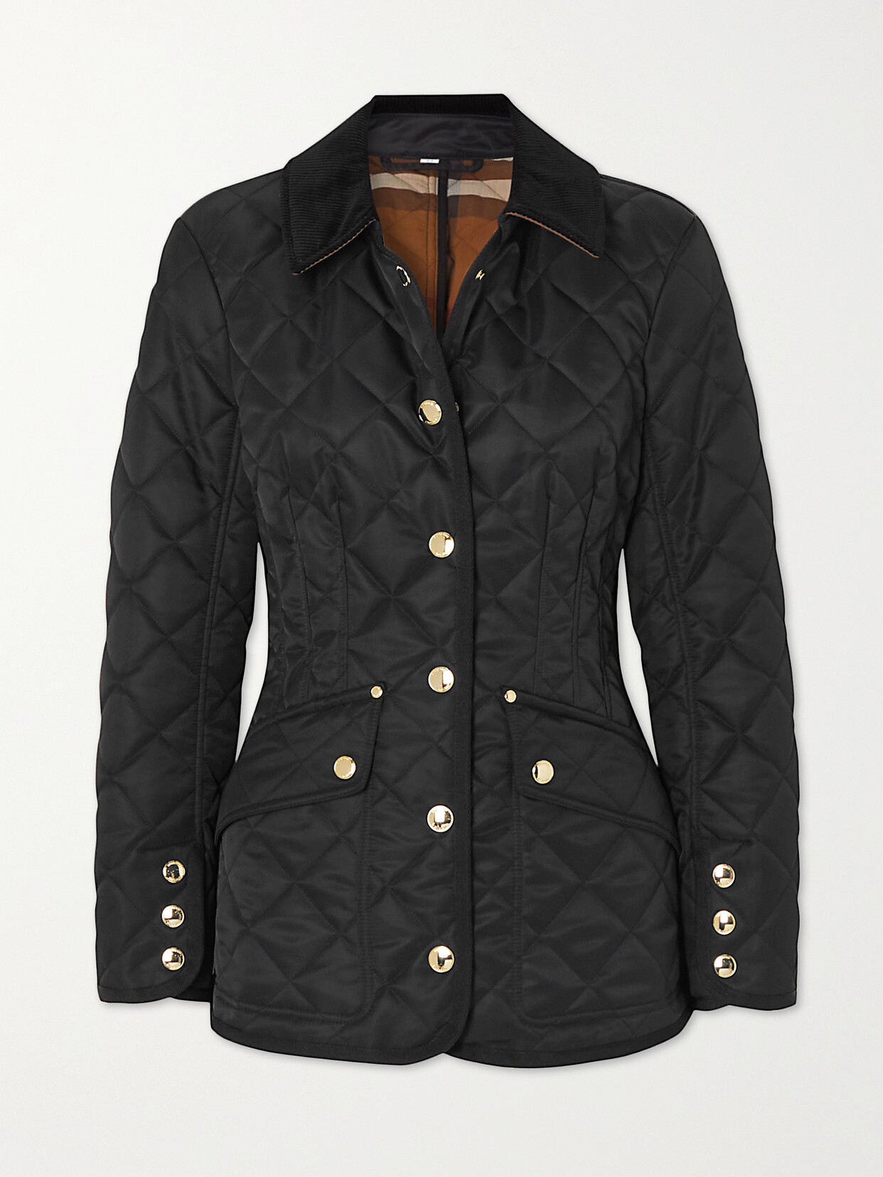 Burberry Corduroytrimmed Quilted Padded Shell Jacket In Black ModeSens