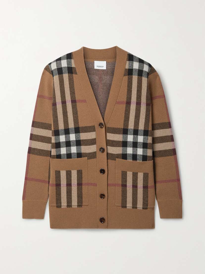 Burberry Checked Wool And Cashmere-blend Cardigan - xx large