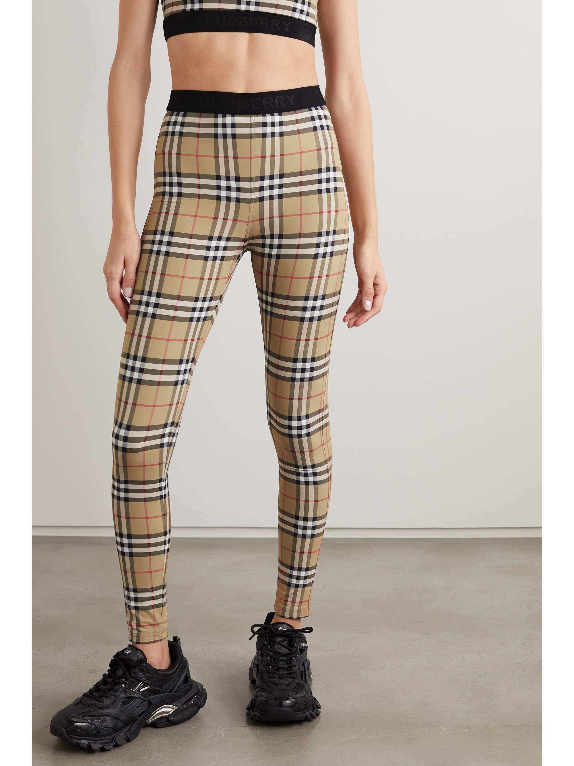 BURBERRY Checked stretch-jersey leggings | NET-A-PORTER