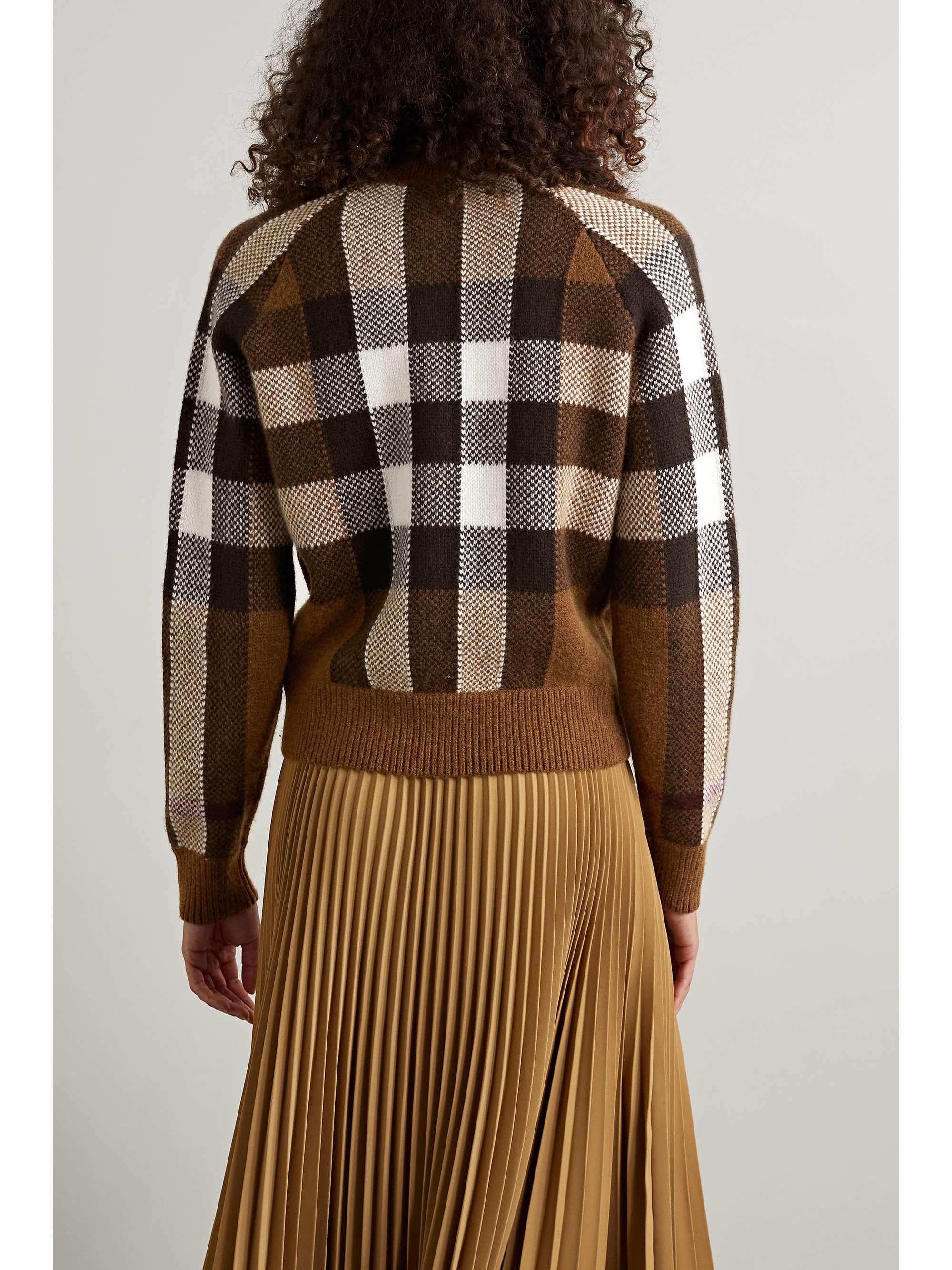 BURBERRY Checked wool and cashmere-blend bomber jacket