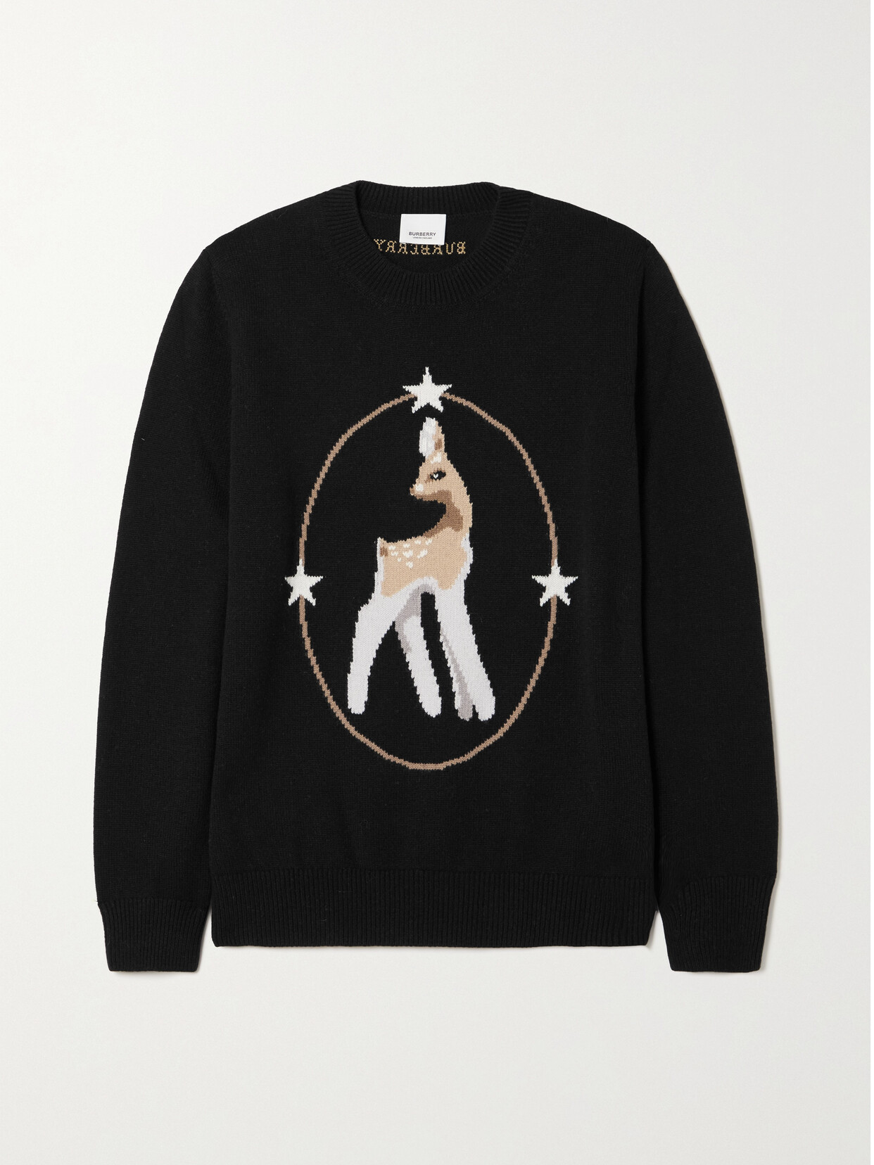 Burberry Wool blend Deer Intarsia Sweater In Black ModeSens