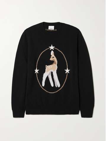 버버리 스웨터 Burberry Intarsia wool blend sweater,Black