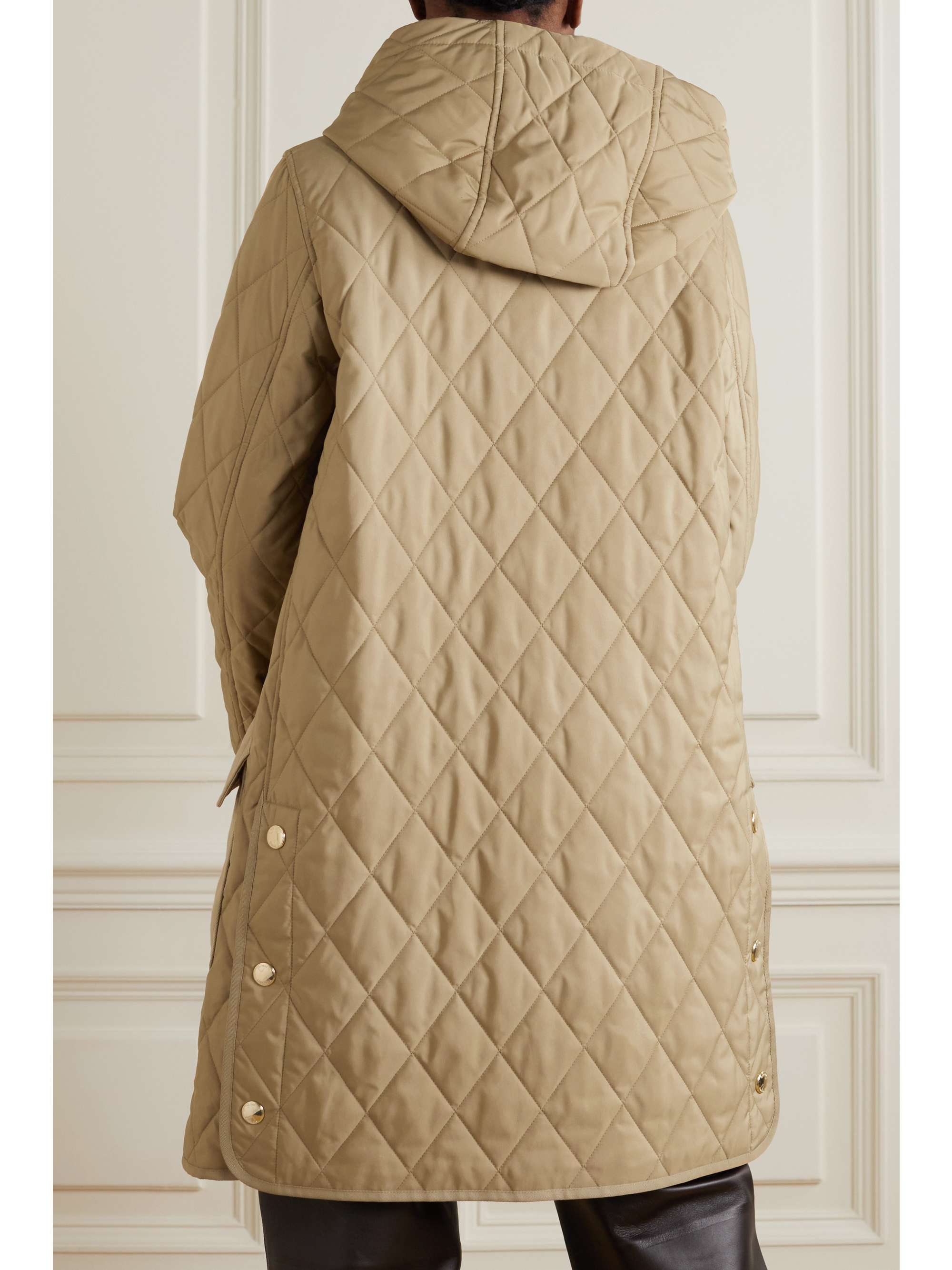 BURBERRY Quilted shell and gabardine hooded coat