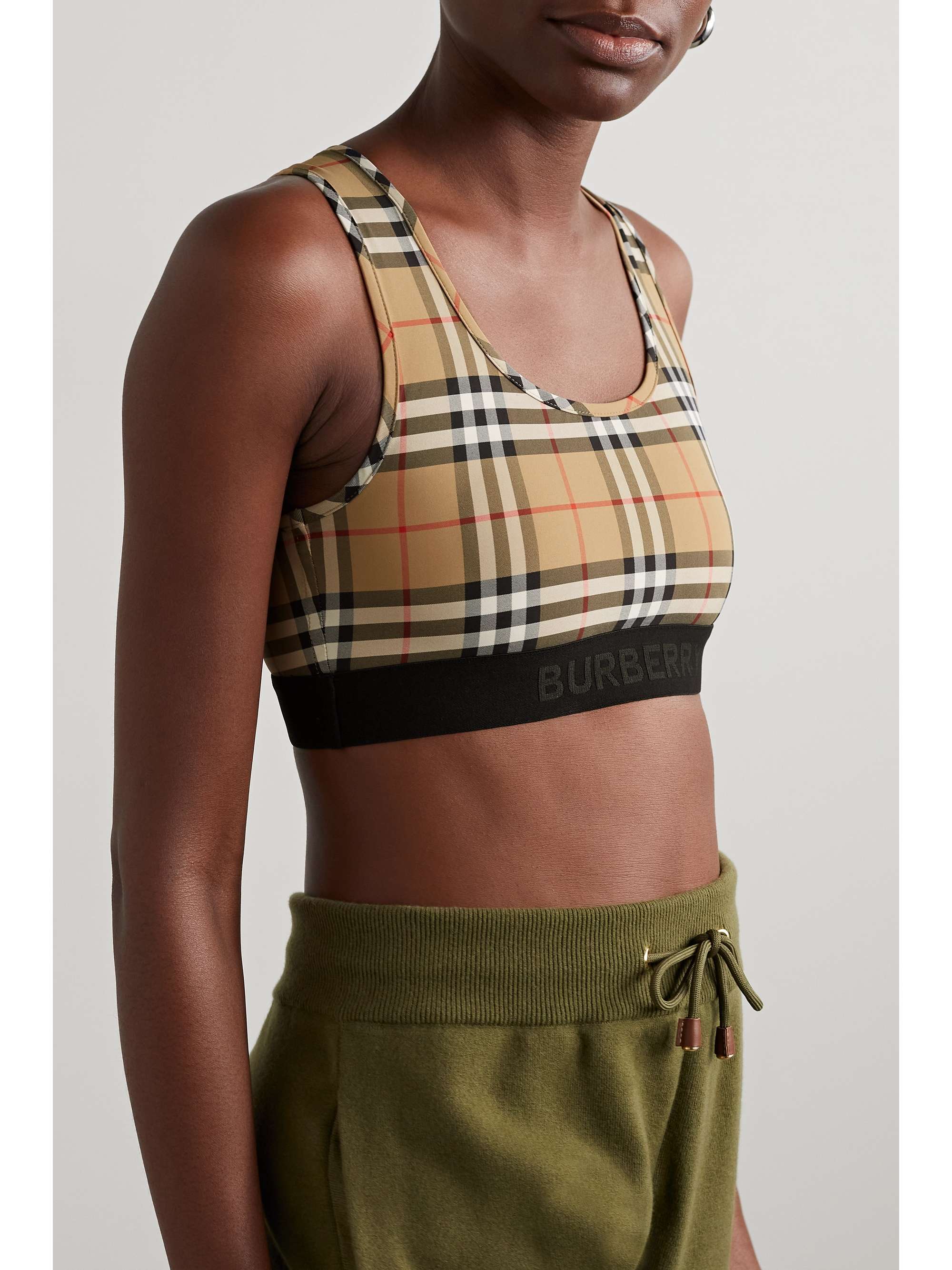 BURBERRY Checked stretch sports bra