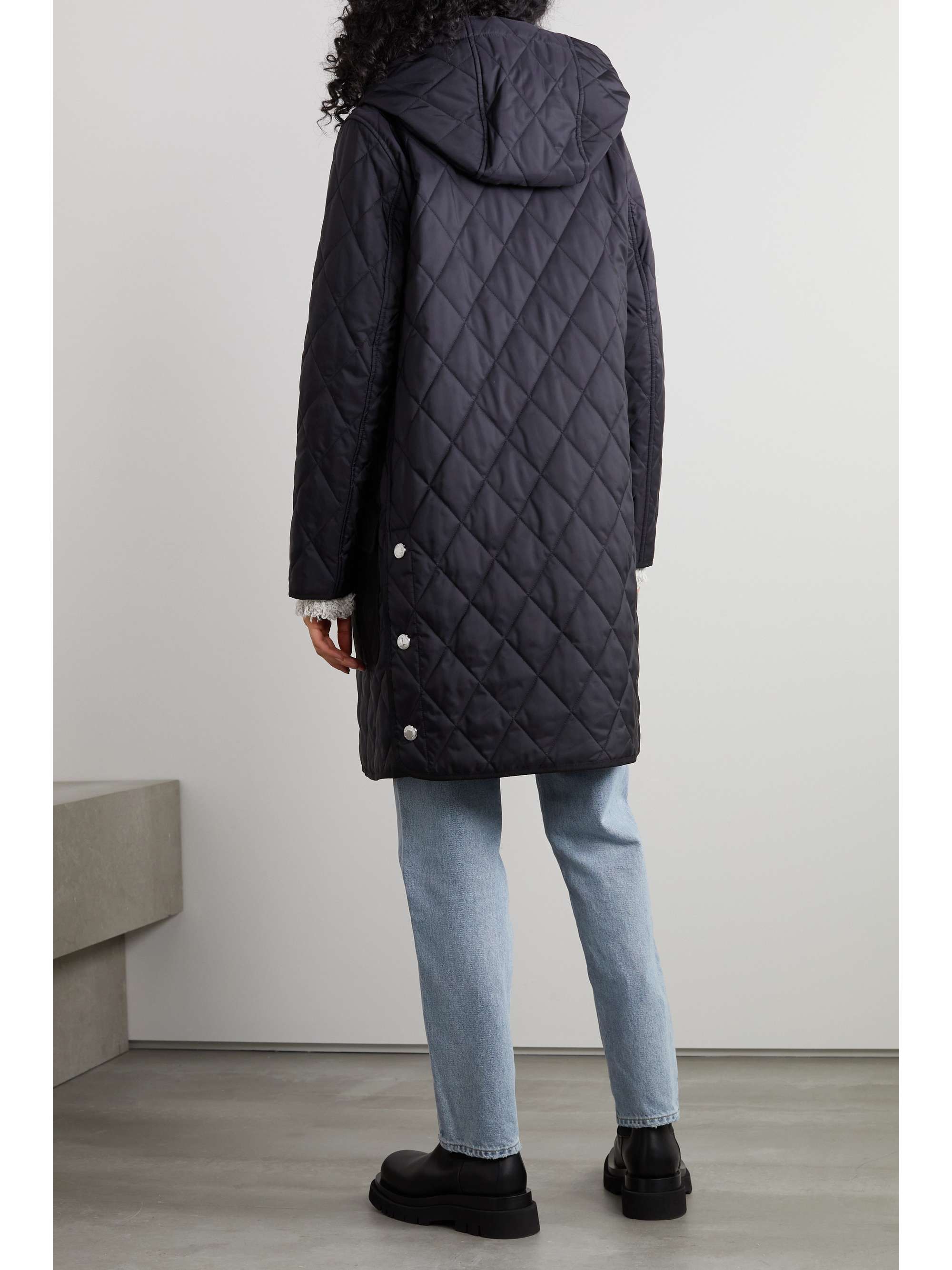 BURBERRY Hooded quilted padded shell coat