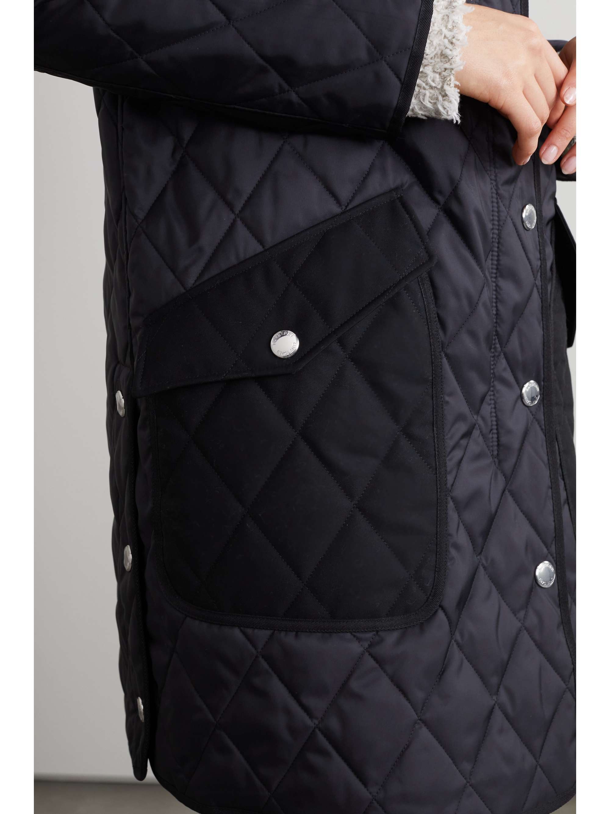BURBERRY Hooded quilted padded shell coat