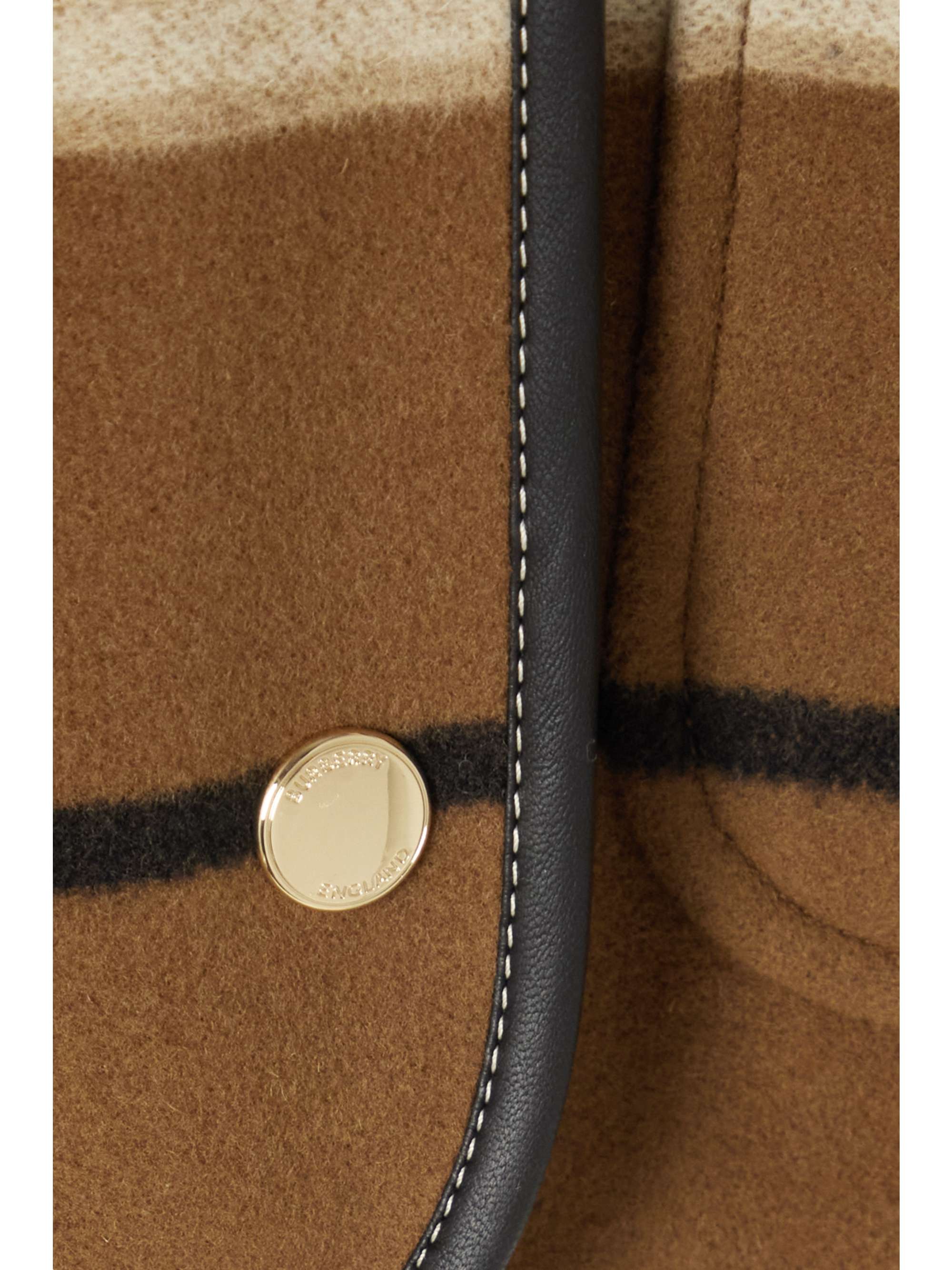 BURBERRY Leather-trimmed striped wool jacket