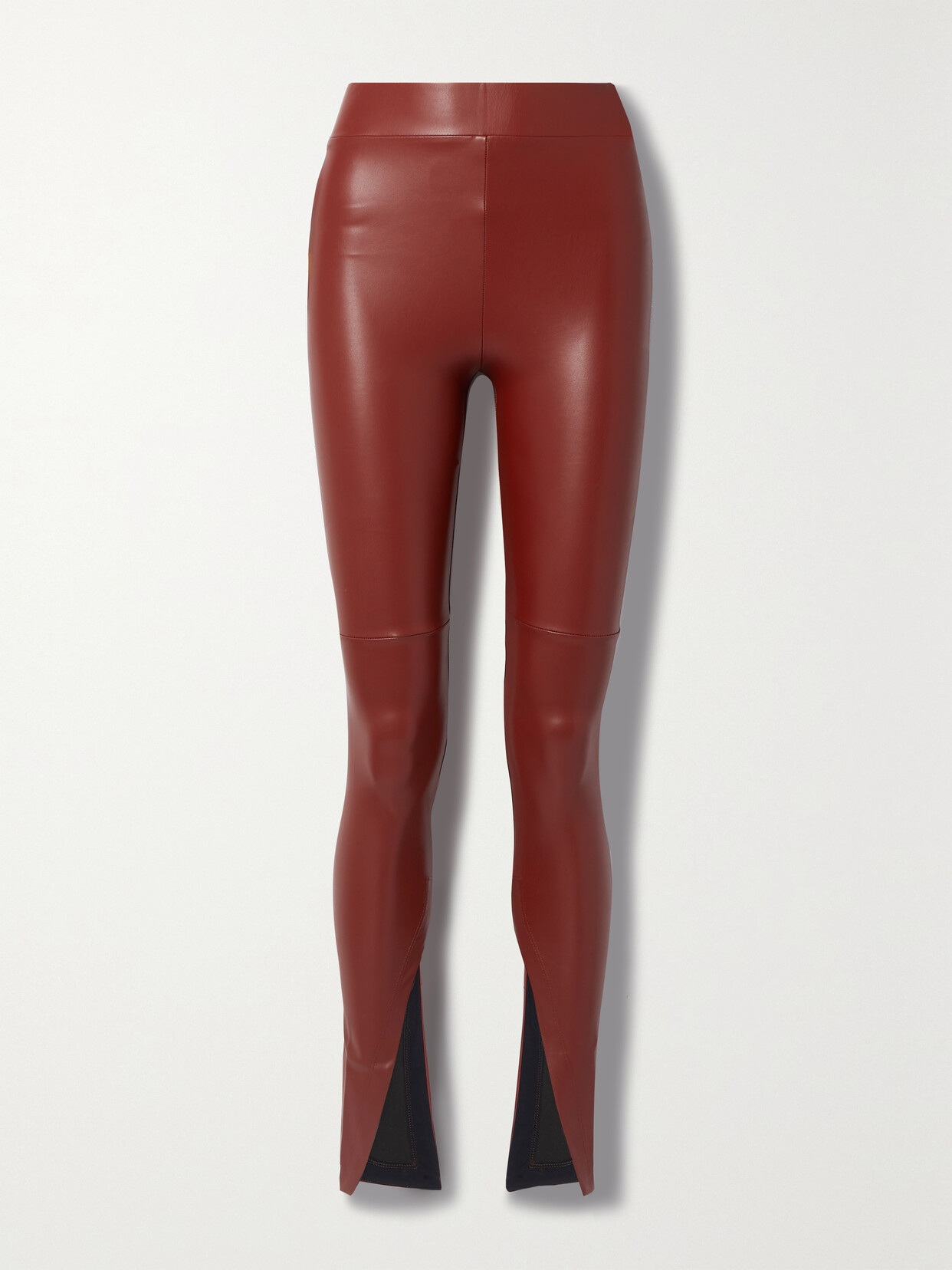 Alix Nyc Carlisle Fau Leather Split Hem Pants In Burgundy