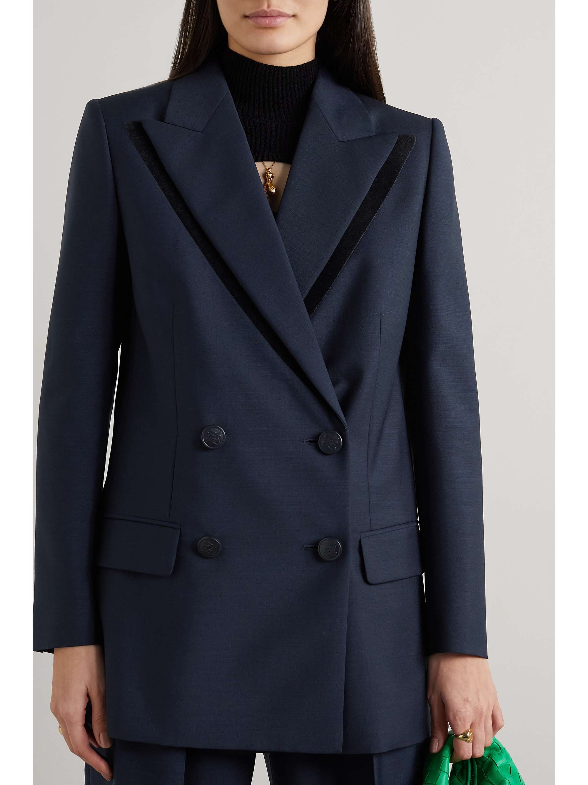 FENDI Velvet-trimmed mohair and wool blazer