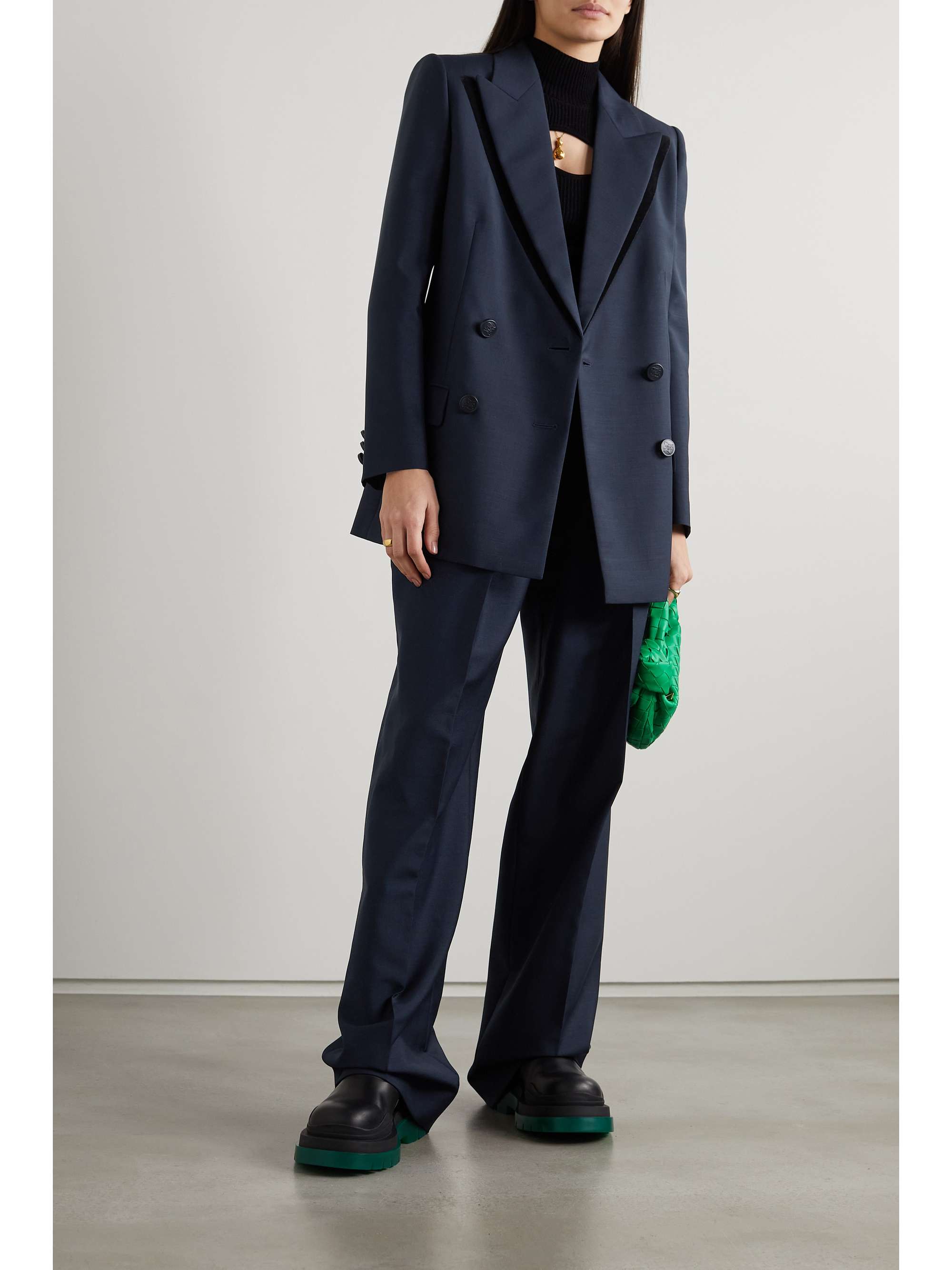 FENDI Velvet-trimmed mohair and wool blazer