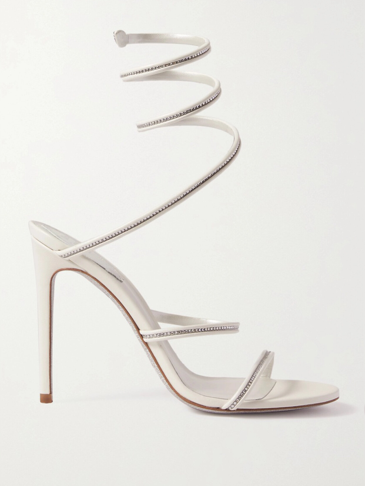 René Caovilla Crystal-embellished Leather Sandals In Neutrals